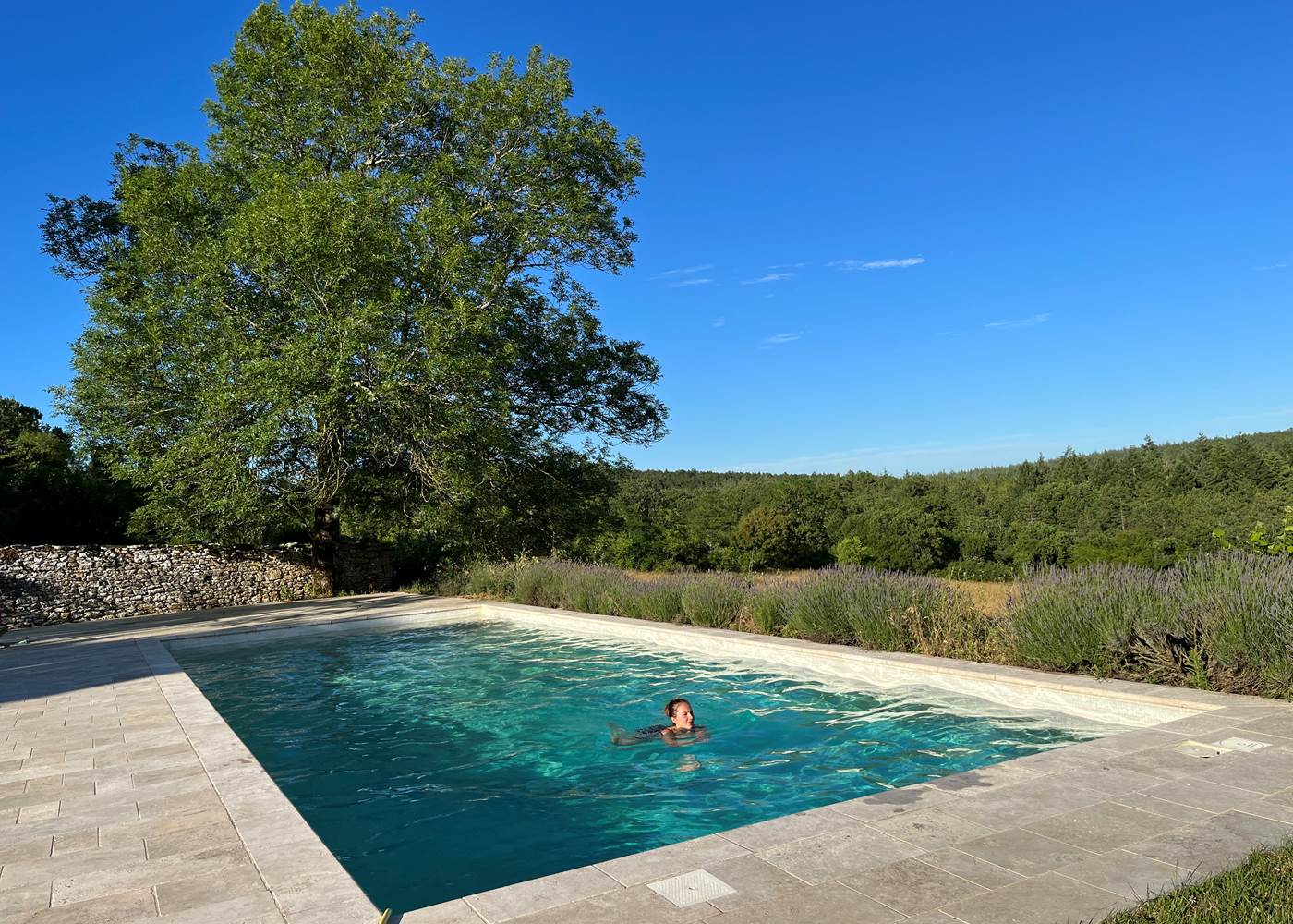 La piscine 6 x 15 m avec vue sur le causse