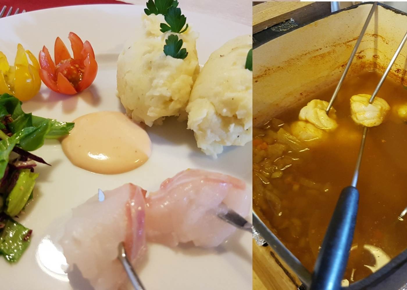 Fondue Oceane lotte le Ranch des Lacs restaurant à Augne