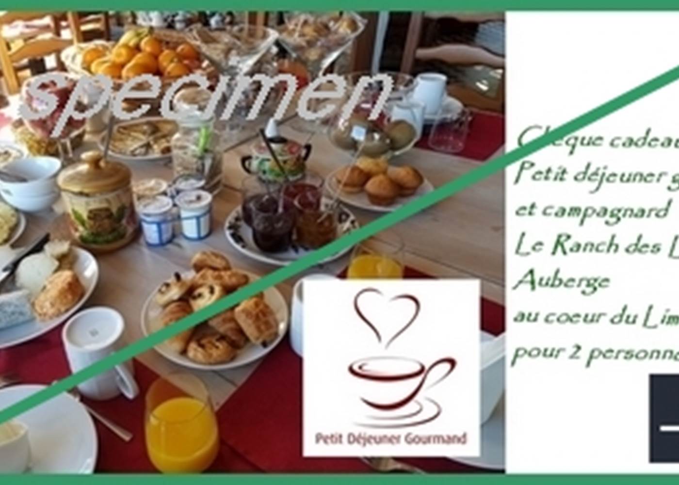 specimen carte cadeau brunch petit dejeuner gourmand au Ranch des Lacs 87120