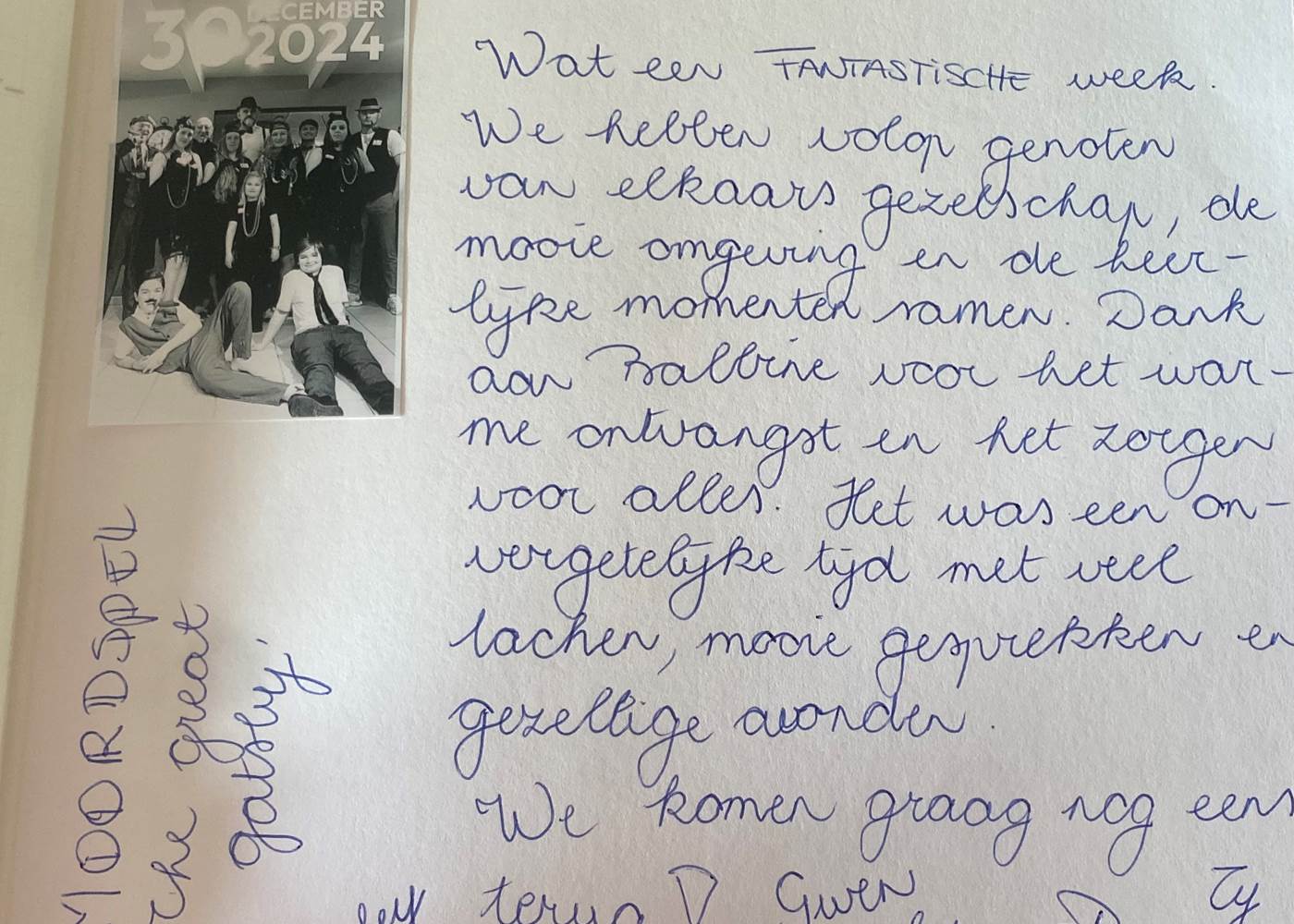Lief berichtje van onze gasten
