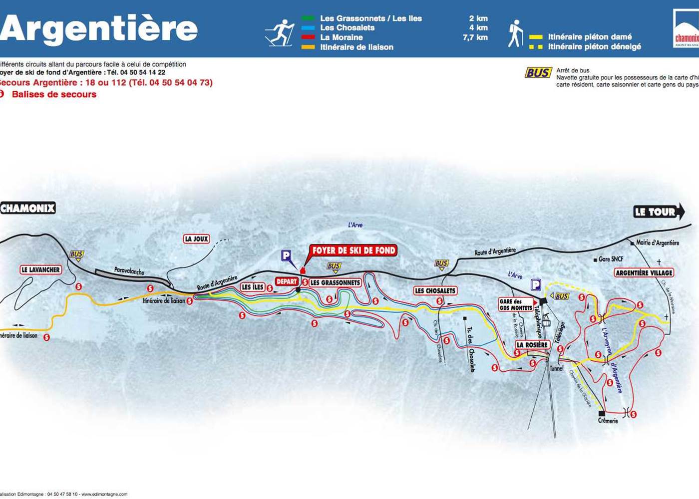 Argentière : nordic ski map