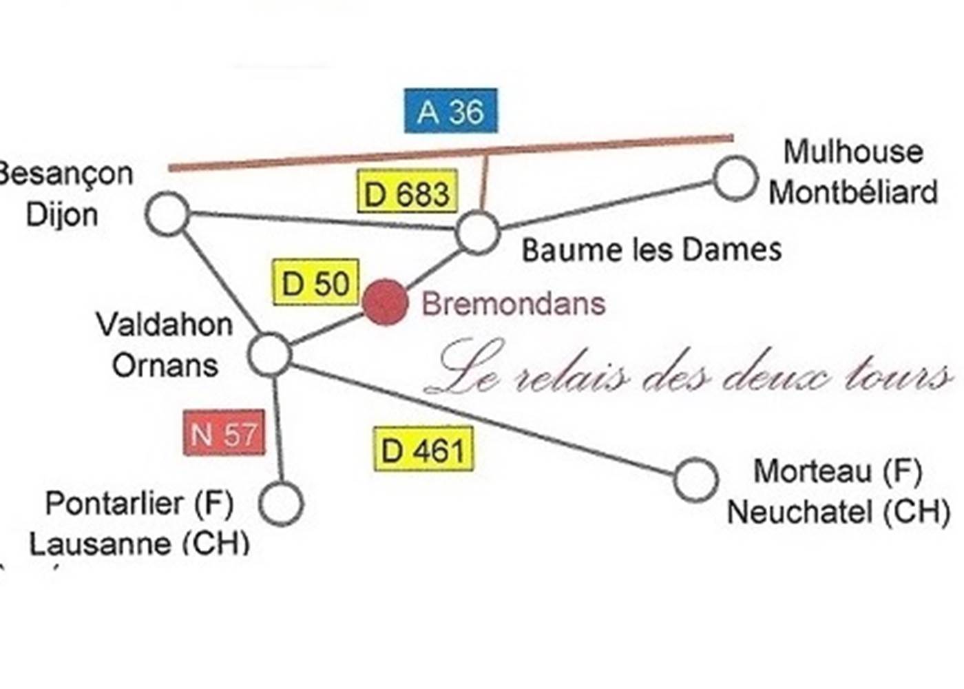 Emplacement du Relais des deux tours en Bourgogne Franche Comté