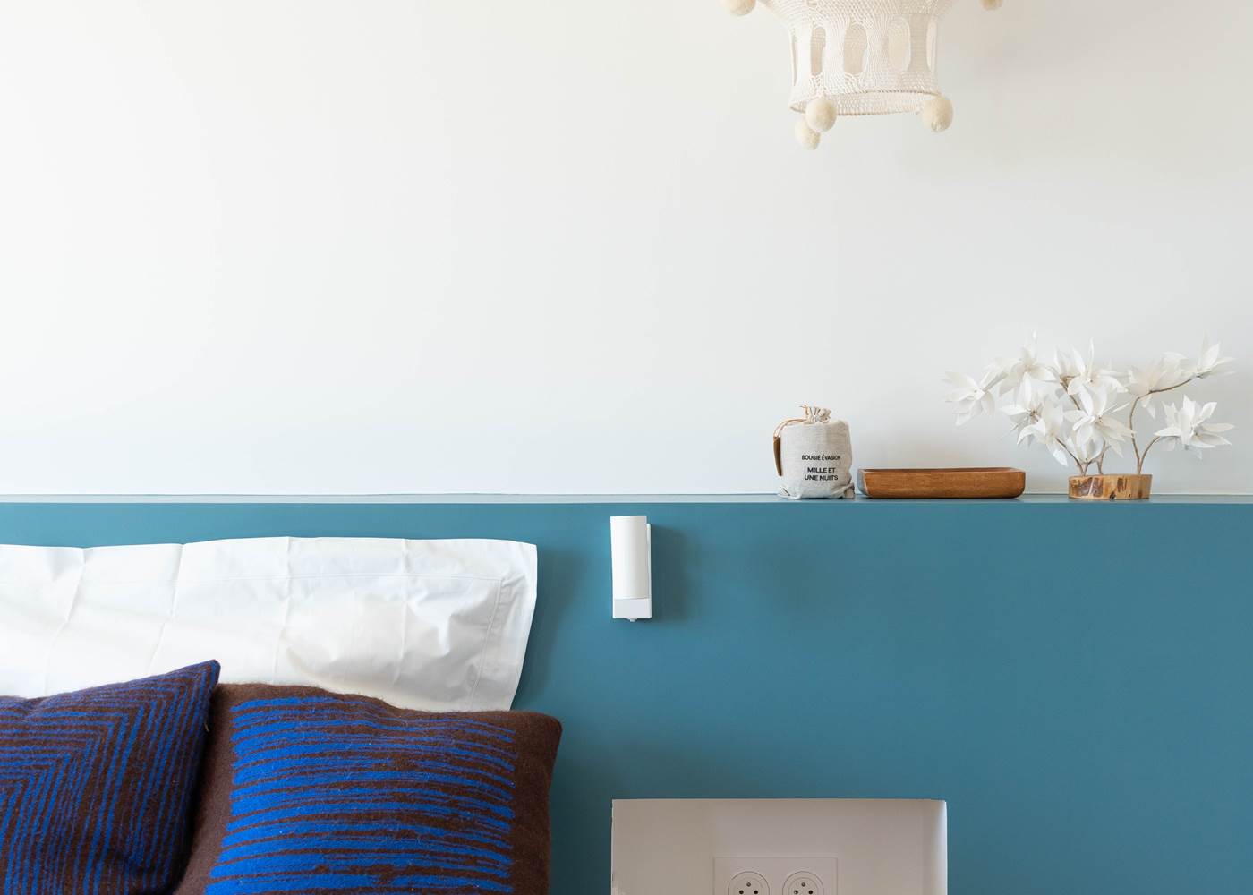 Tête de lit chambre bleue