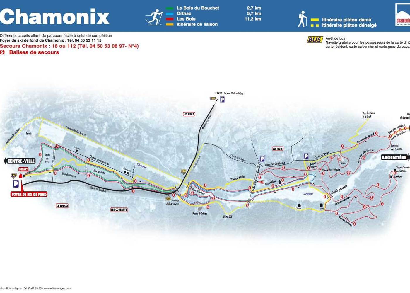 Chamonix : nordic ski map