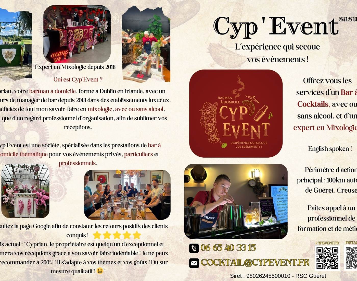 Expérience Barman à domicile aux fustes de plazanet