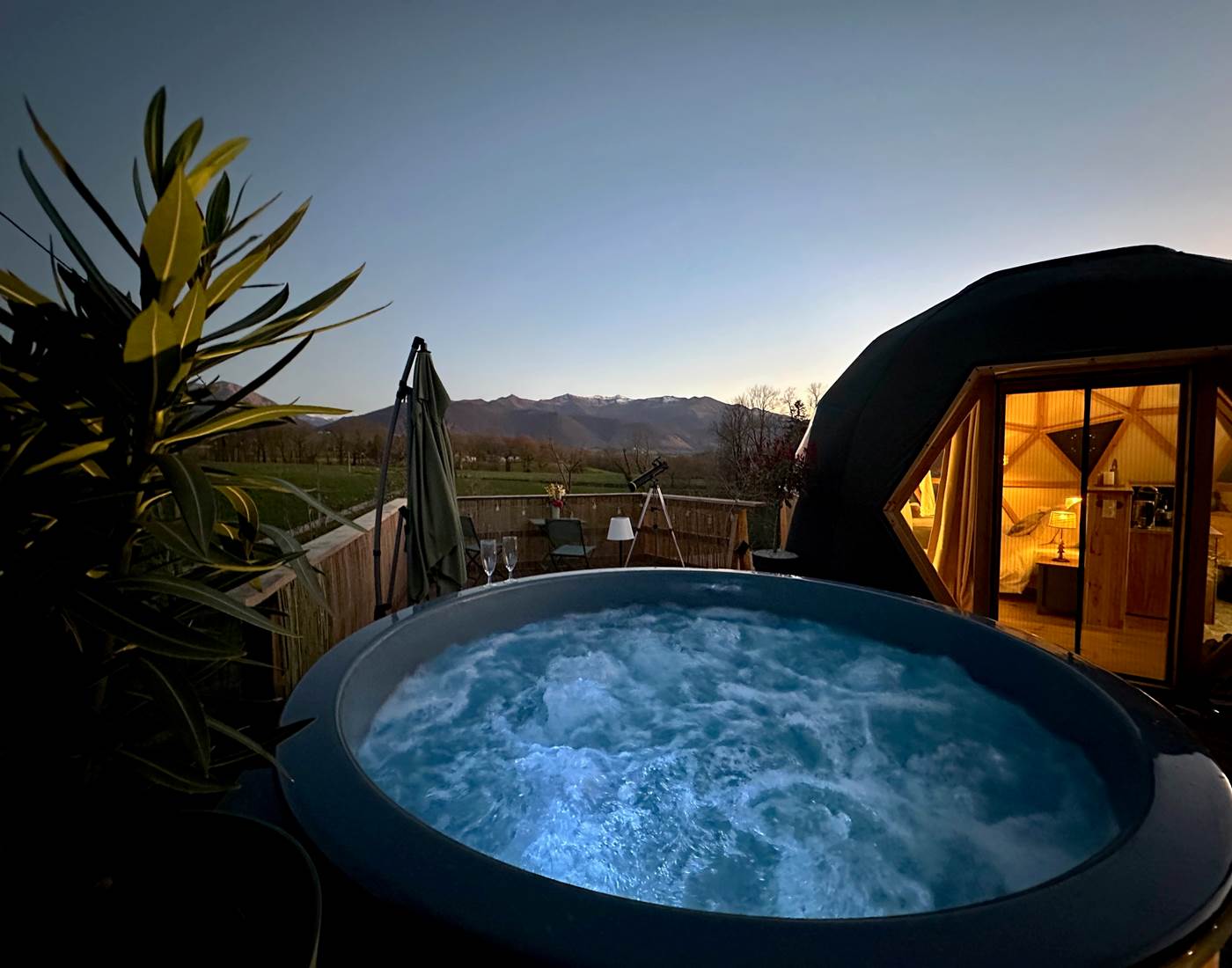 Coucher de soleil depuis le bain nordique