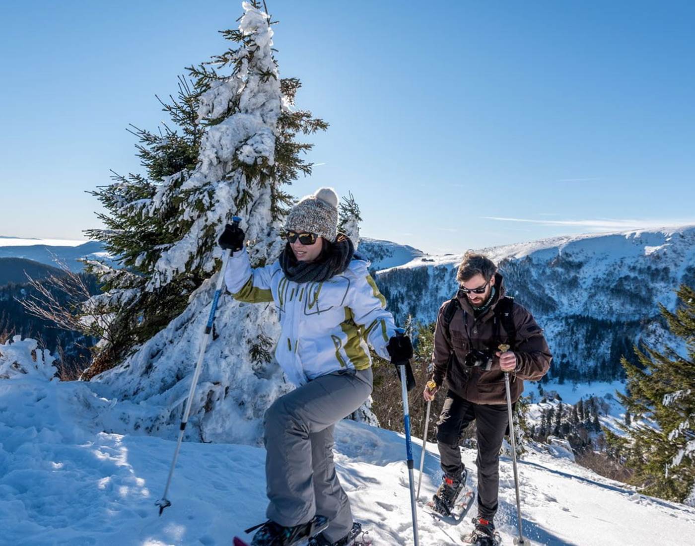 Randonnée en raquettes dans les Hautes-Vosges en hiver