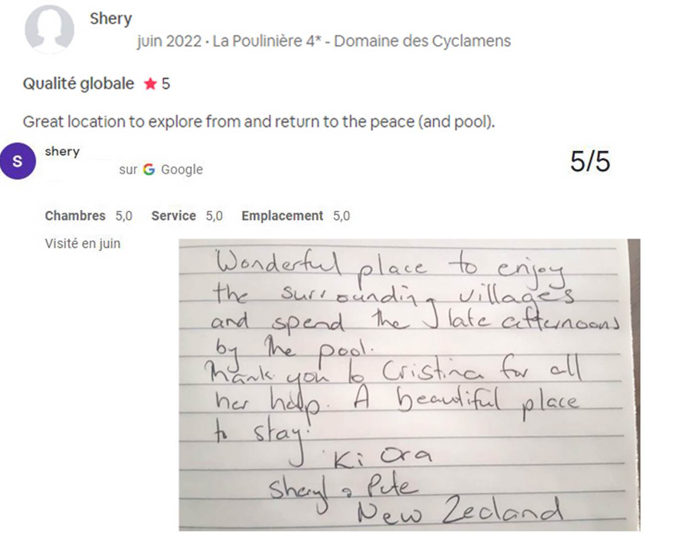 Avis Domaine des Cyclamens 2022