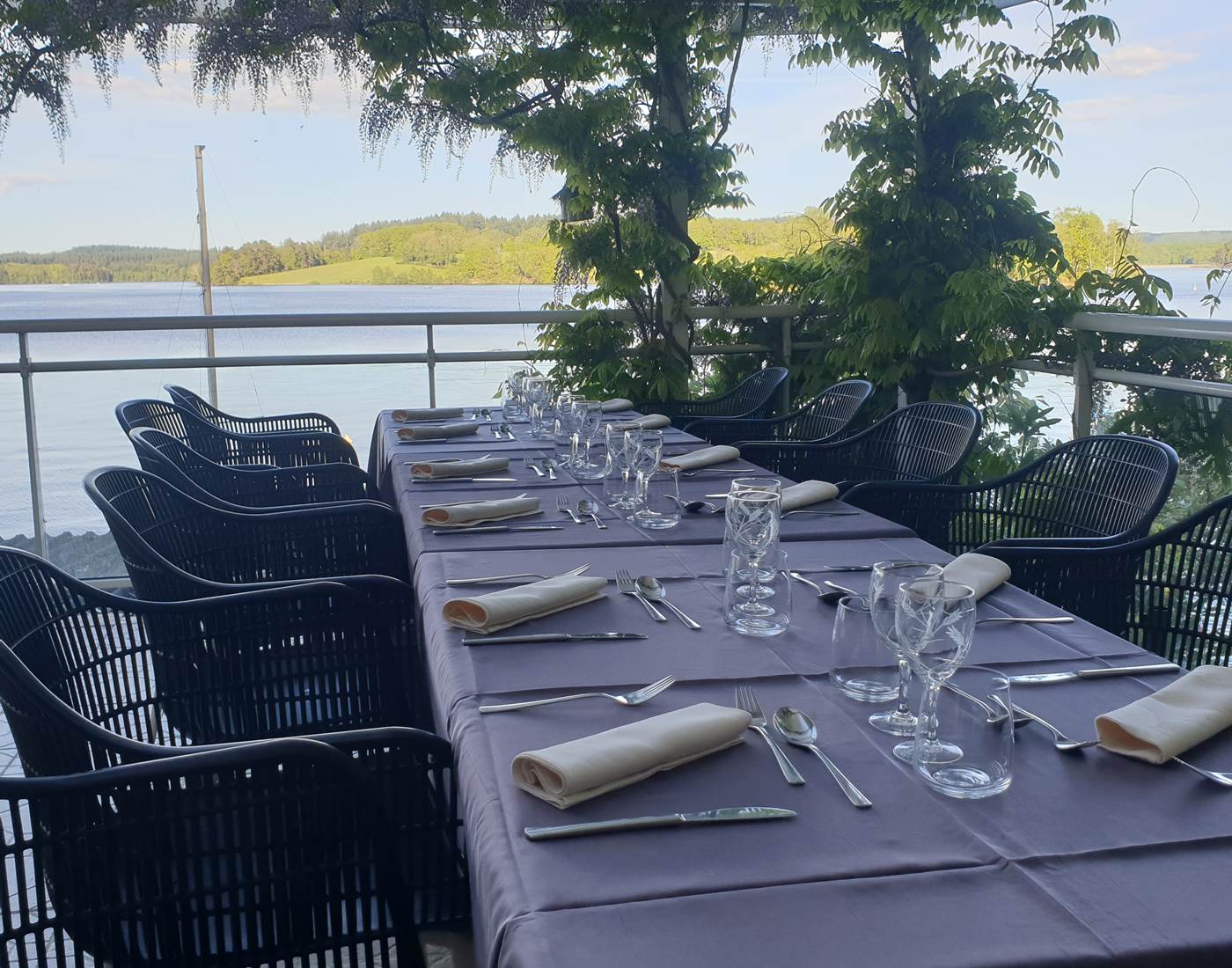terrasse sur le Lac- La caravelle -sous la glycine