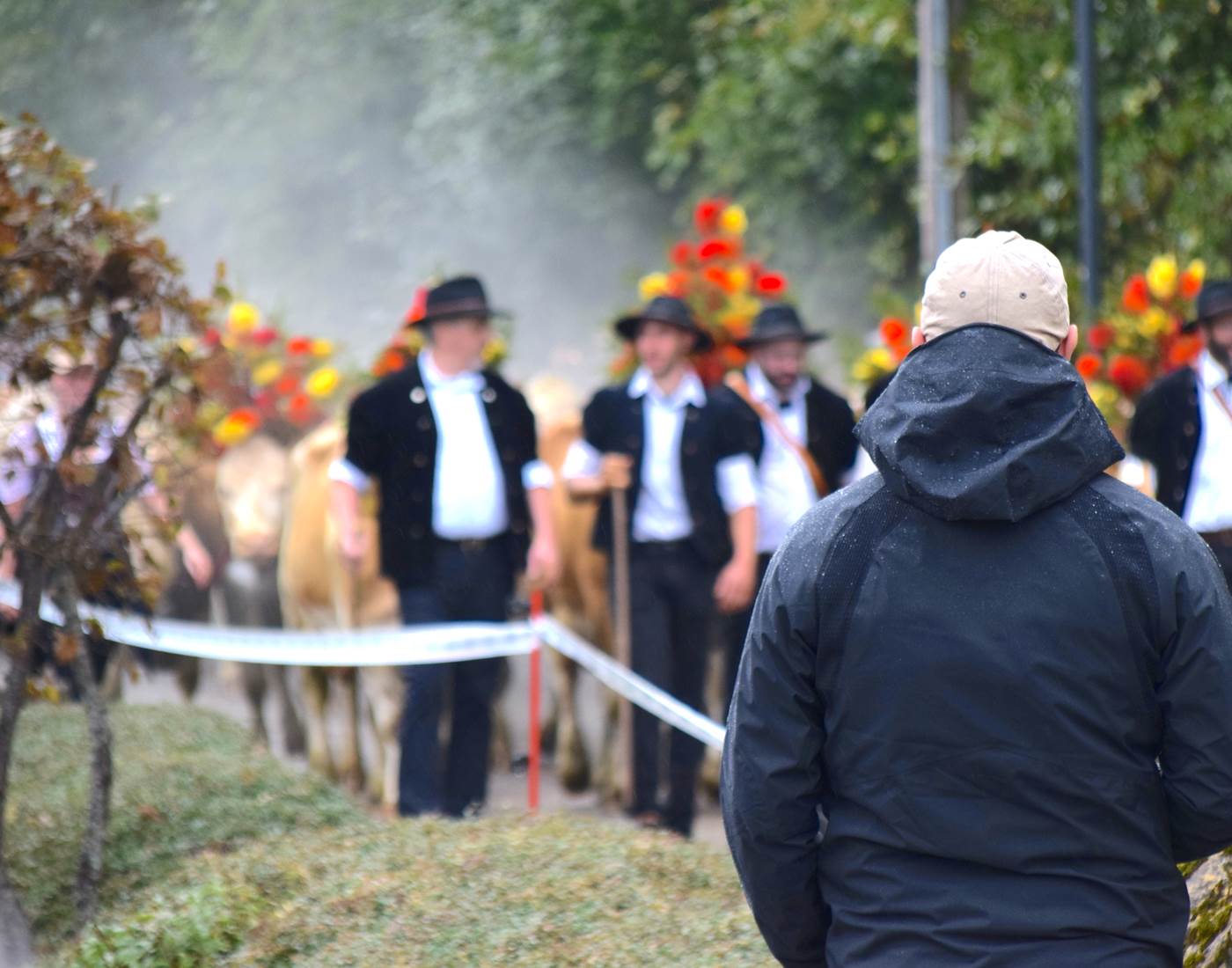 des spectateurs attentifs à la désalpe de Saint Cergue
