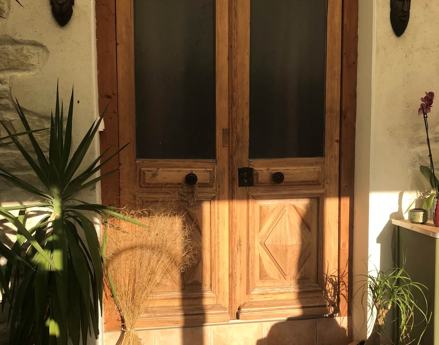 Entrée salle de massage Vanessa depuis véranda