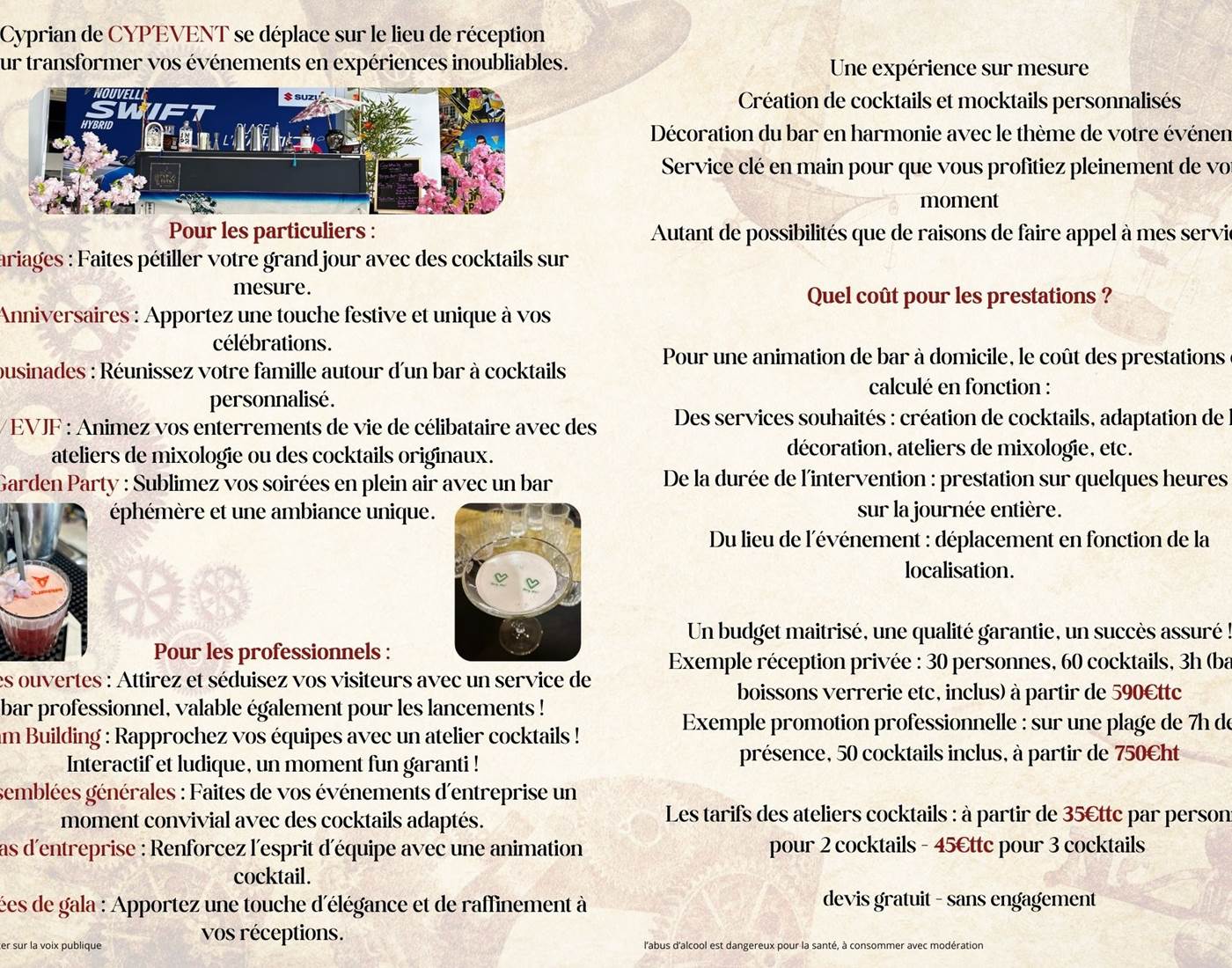 Expérience Barman à domicile aux fustes de plazanet