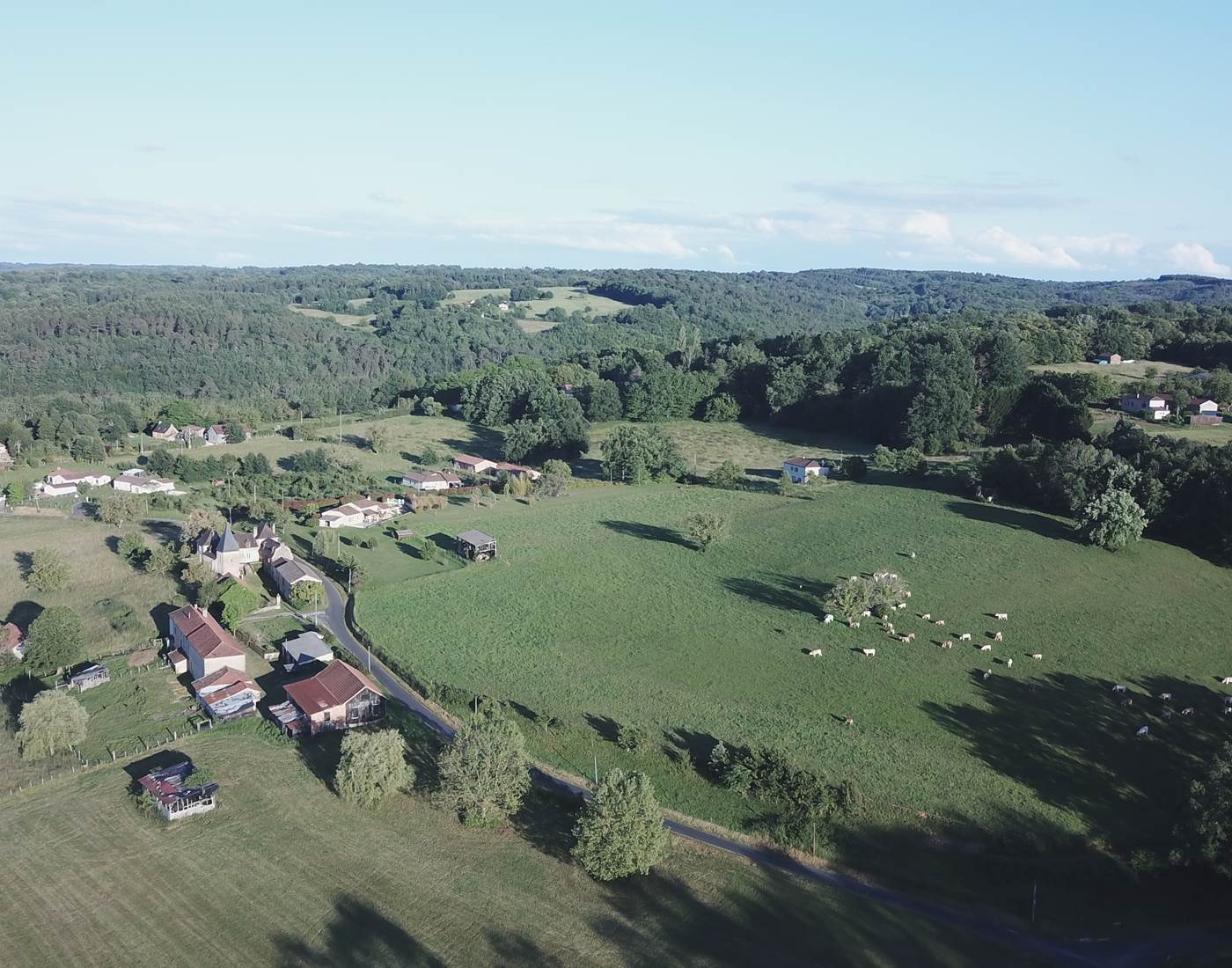 DOMAINE DU CHAMP DE L'HOSTE - Le village de Larzac 24170 - Dordogne - Vue du ciel.