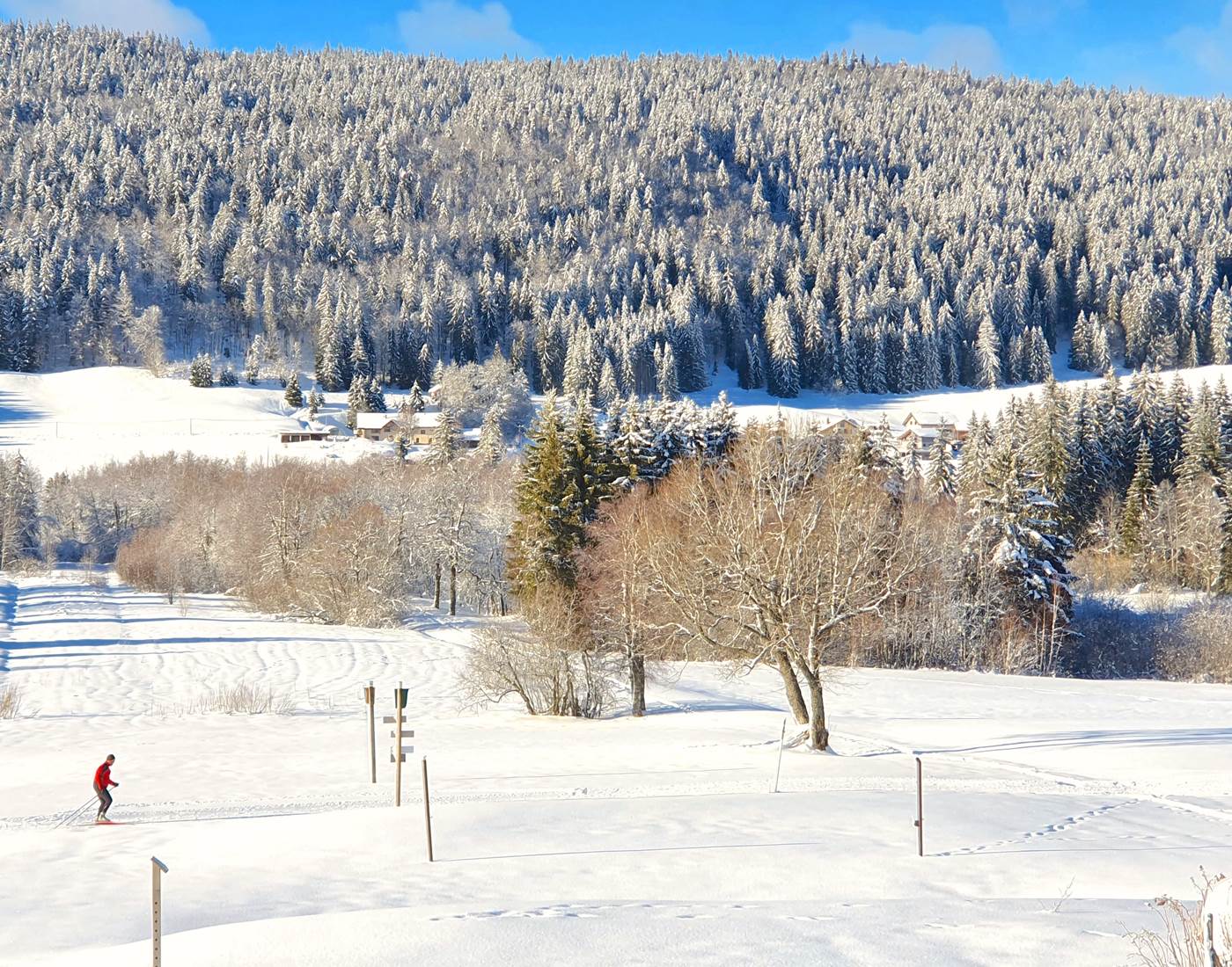 les pistes de la GTJ ski de fond passent dans le jardin