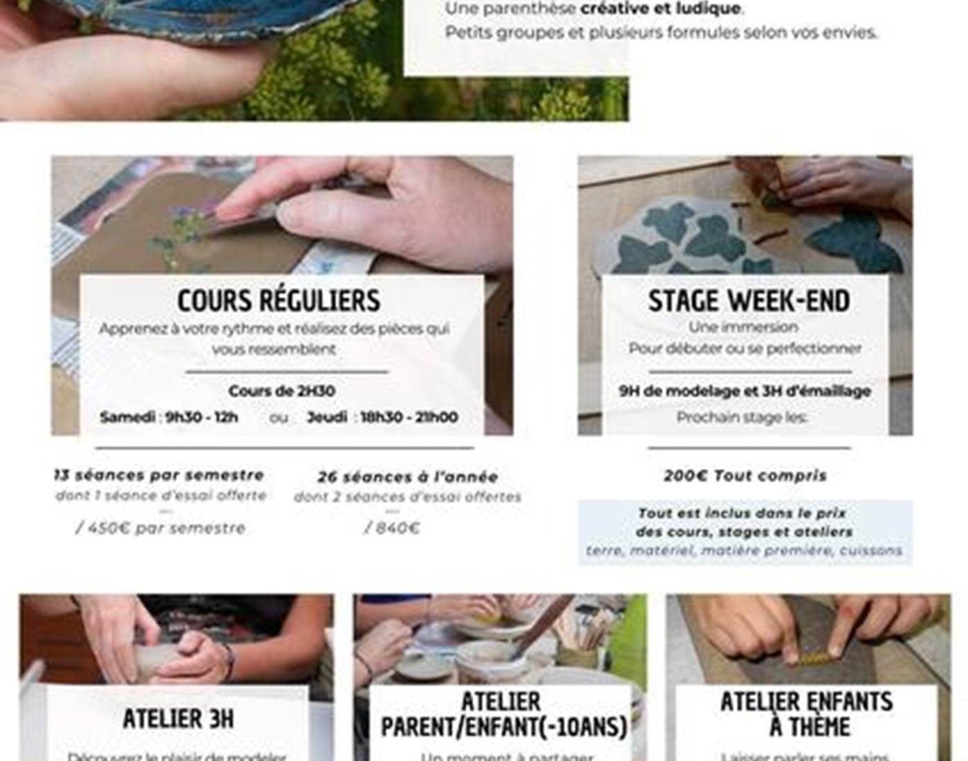 cours réguliers de céramique