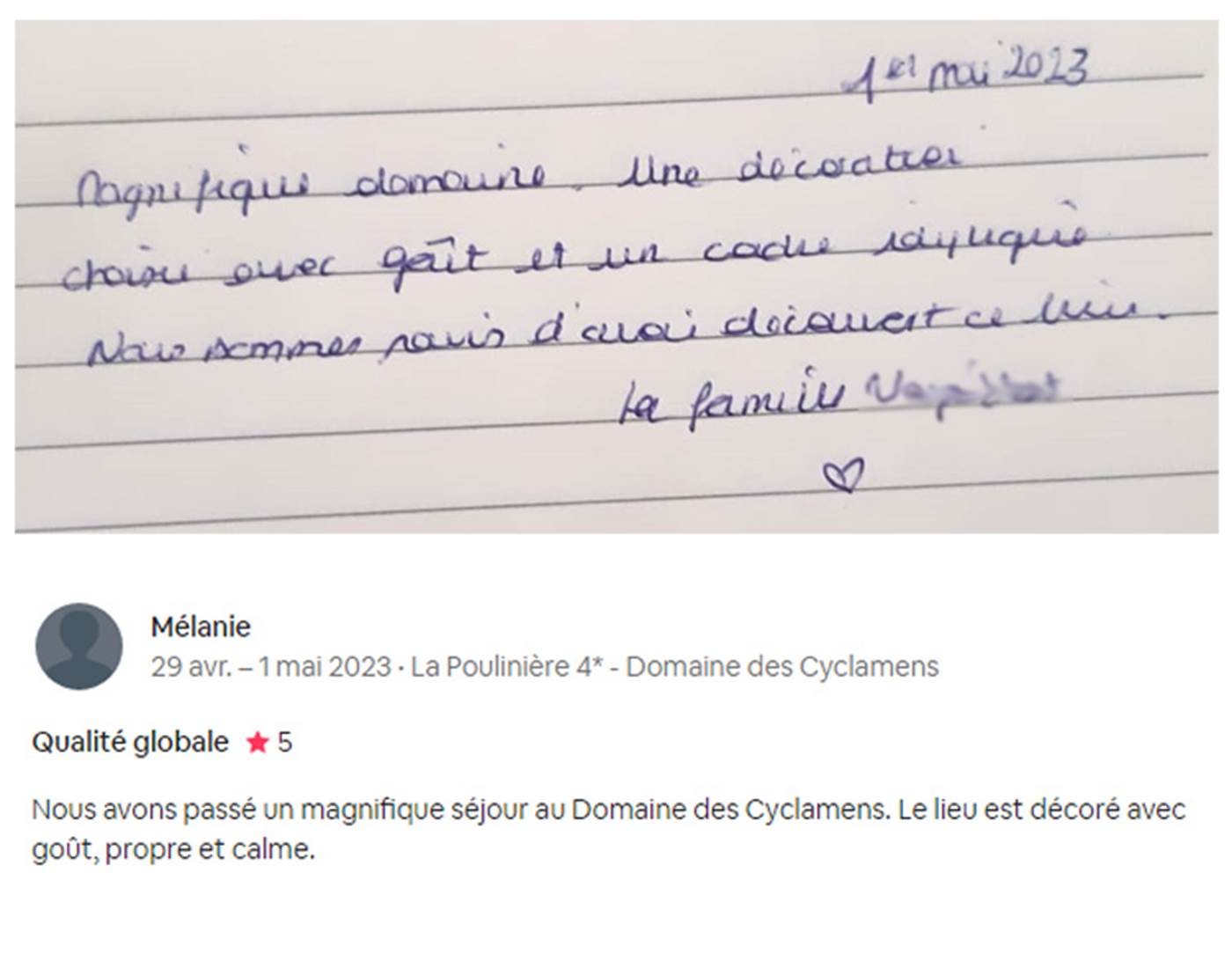 Avis Domaine des Cyclamens 2023