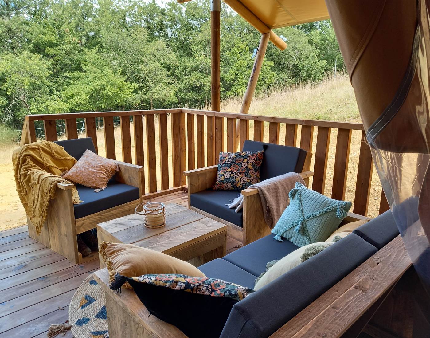 Glamping ecolodge Sunset Hitton Séjours Nature terrasse