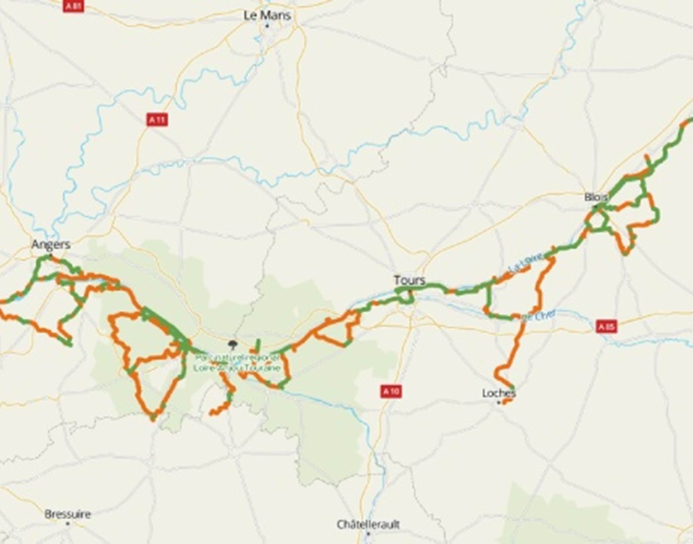 Carte de la Loire à Vélo