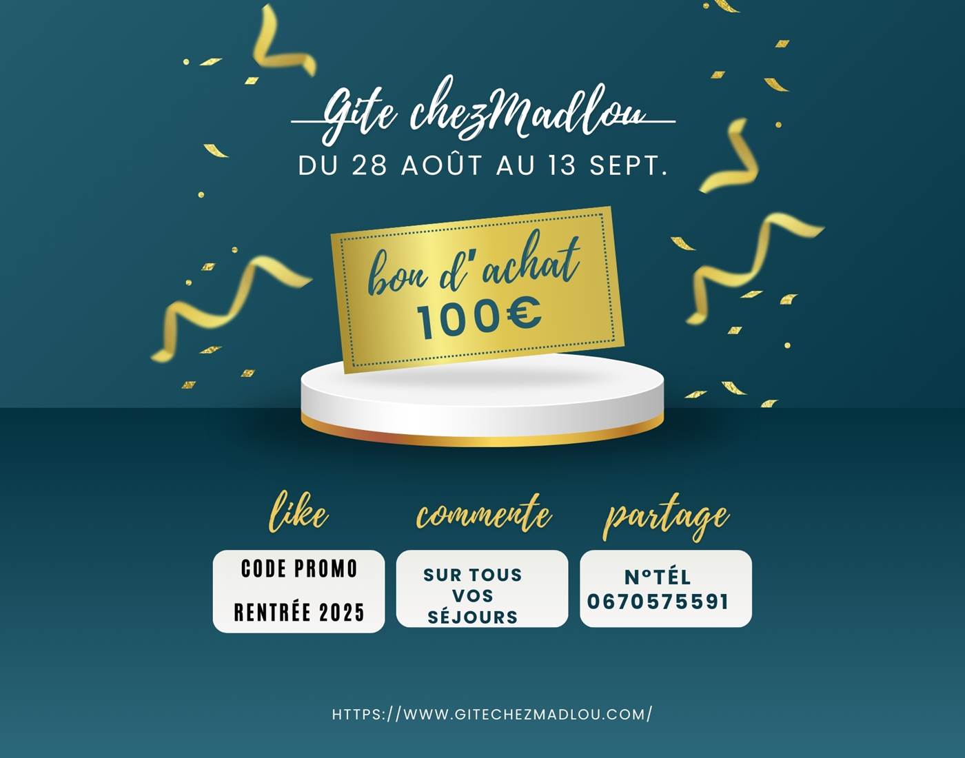 PROMO RENTRÉE 2025 - Gîte Chez Madlou