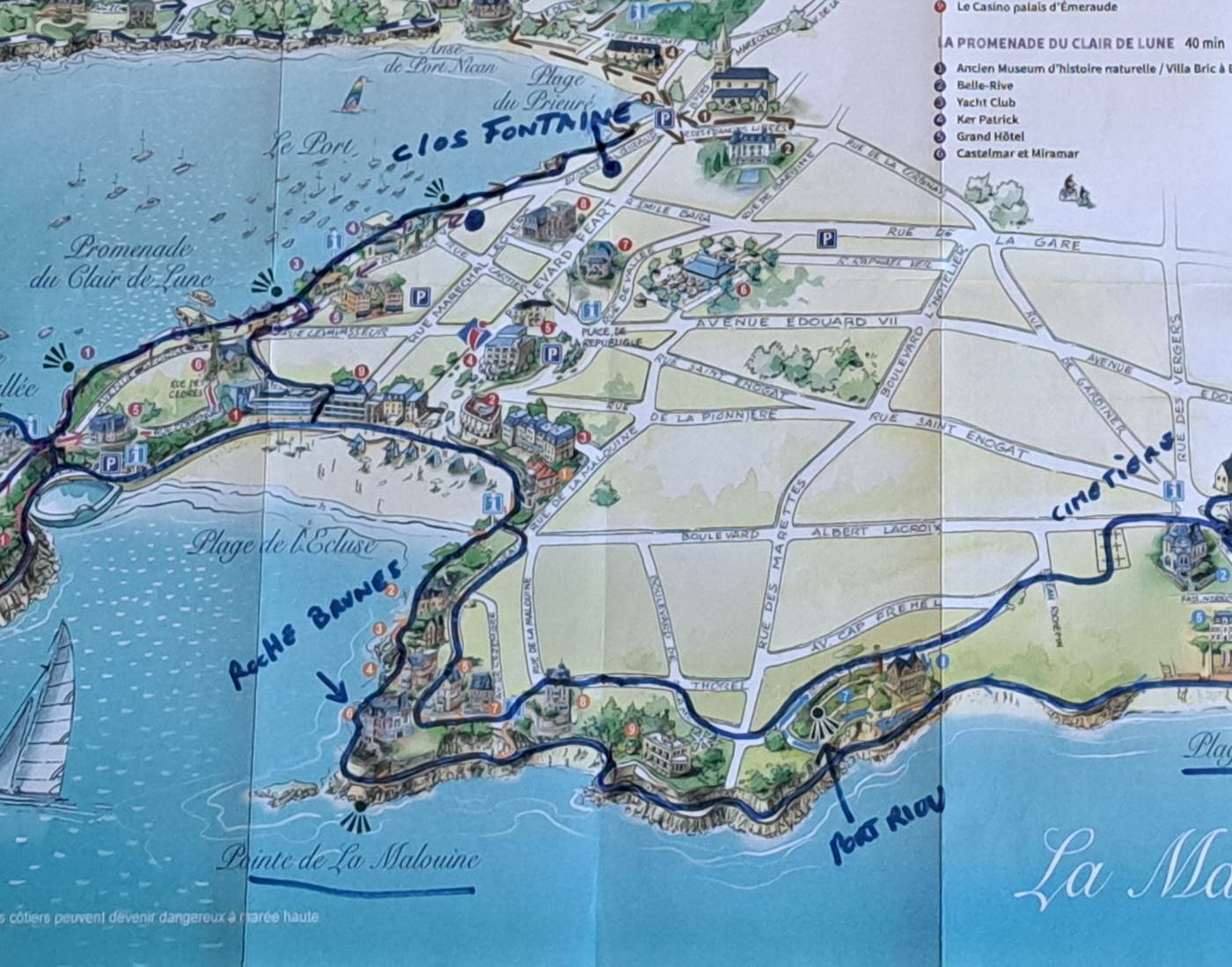 Clos de la Fontaine, plan rando les villas de Dinard et le village de Saint Enogat