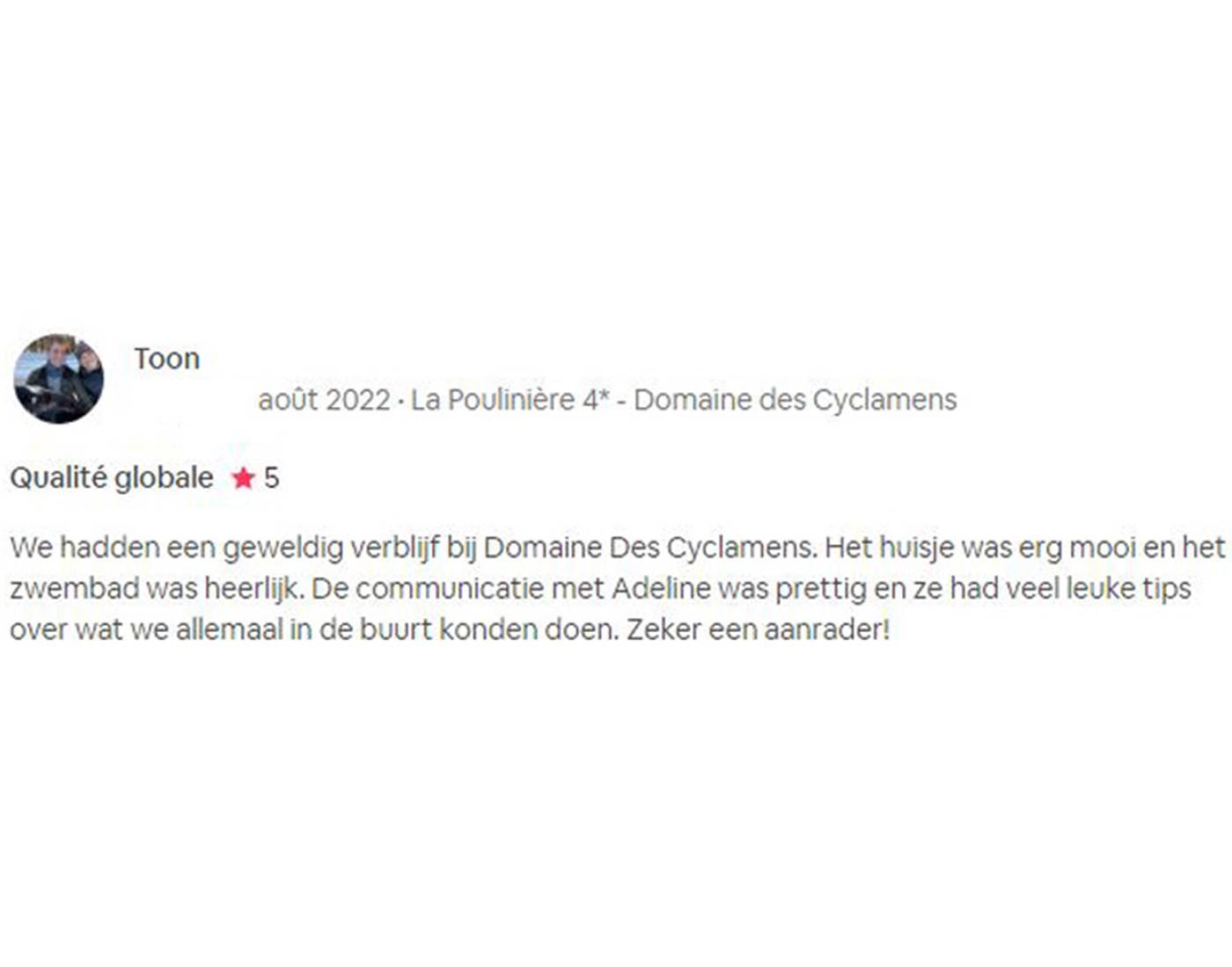 Avis Domaine des Cyclamens 2022