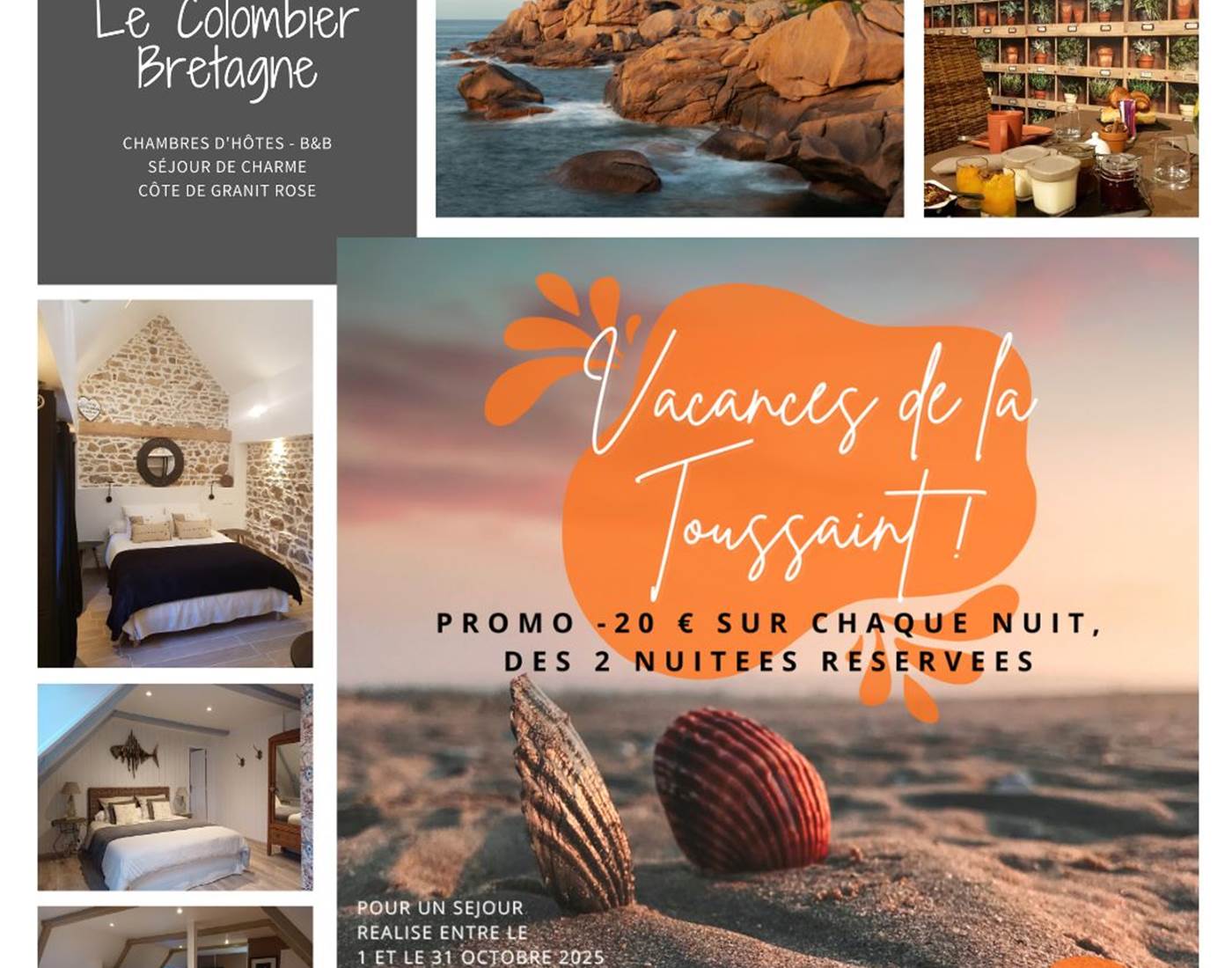 Chambre d'hôtes de charme en Bretagne pour les vacances de la Toussaint 2025