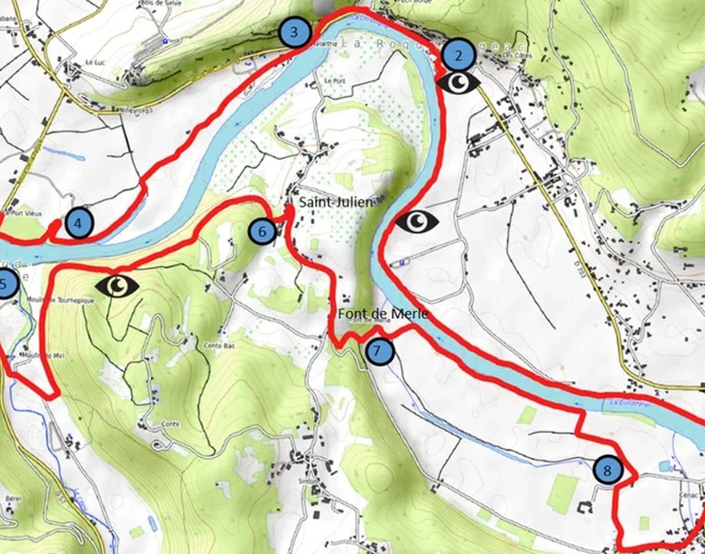 Boucle Domme-Cénac-La Roque-Gageac-Castelnaud-retour