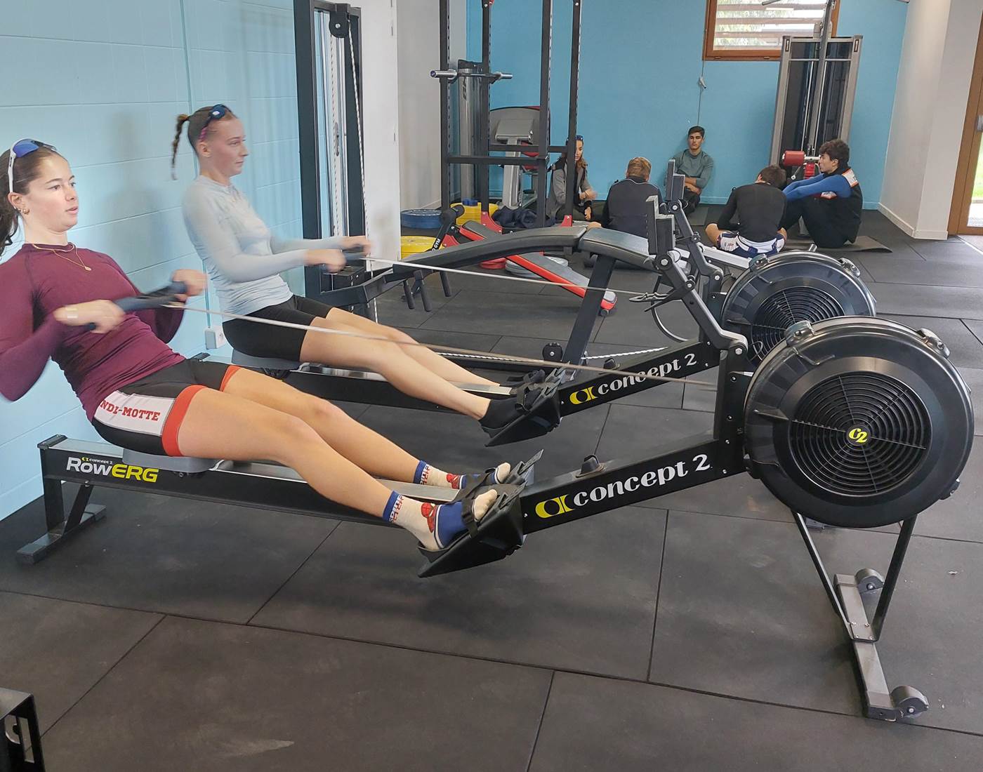 Groupe sportif dans la salle de musculation