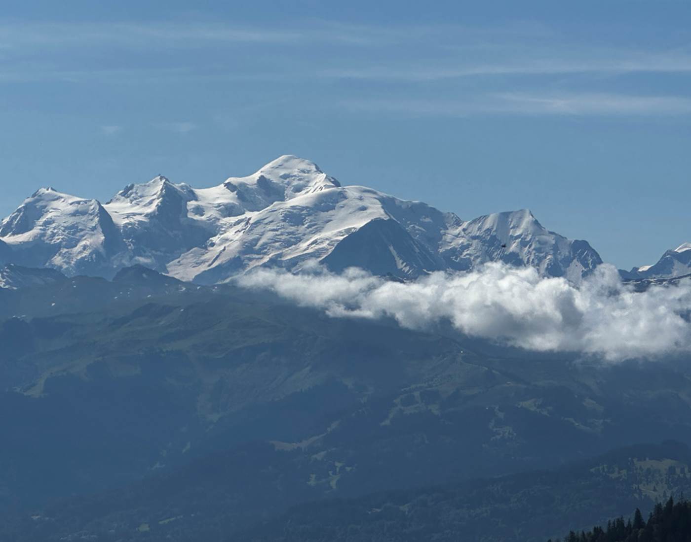 Avec le massif du Mont Blanc en toile de fond