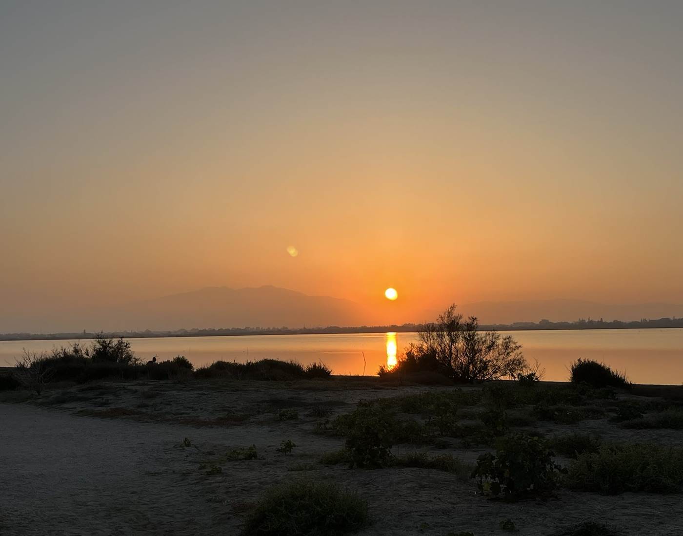 Coucher de soleil sur l'étang de Canet