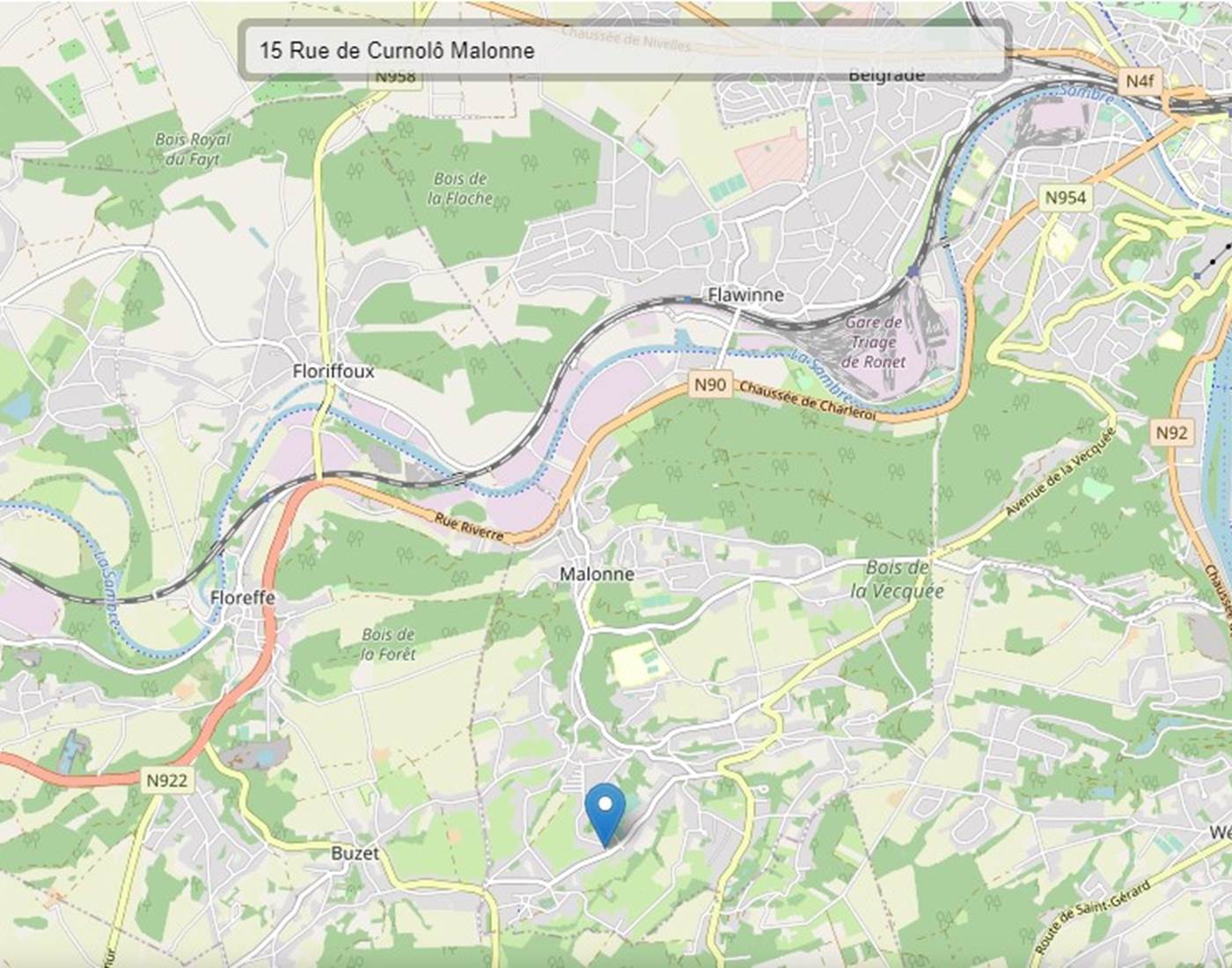 Pointage de notre gîte entre la Meuse et la sambre