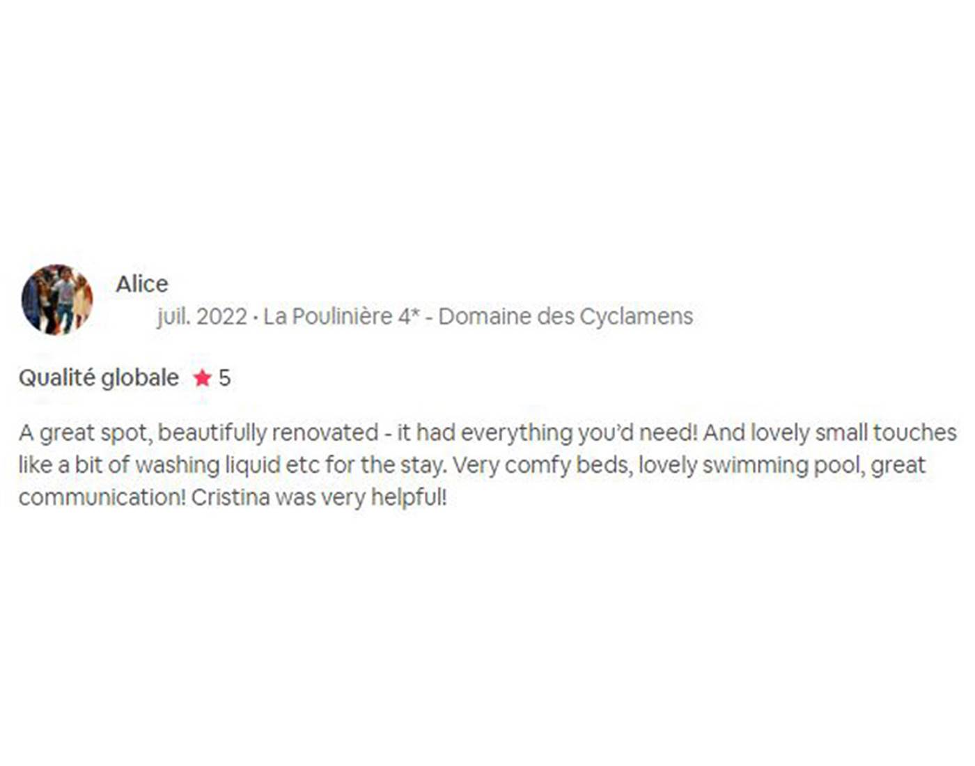 Avis Domaine des Cyclamens 2022