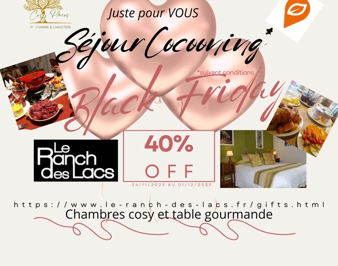 Black Friday séjour cocooning-40% au Ranch des lacs