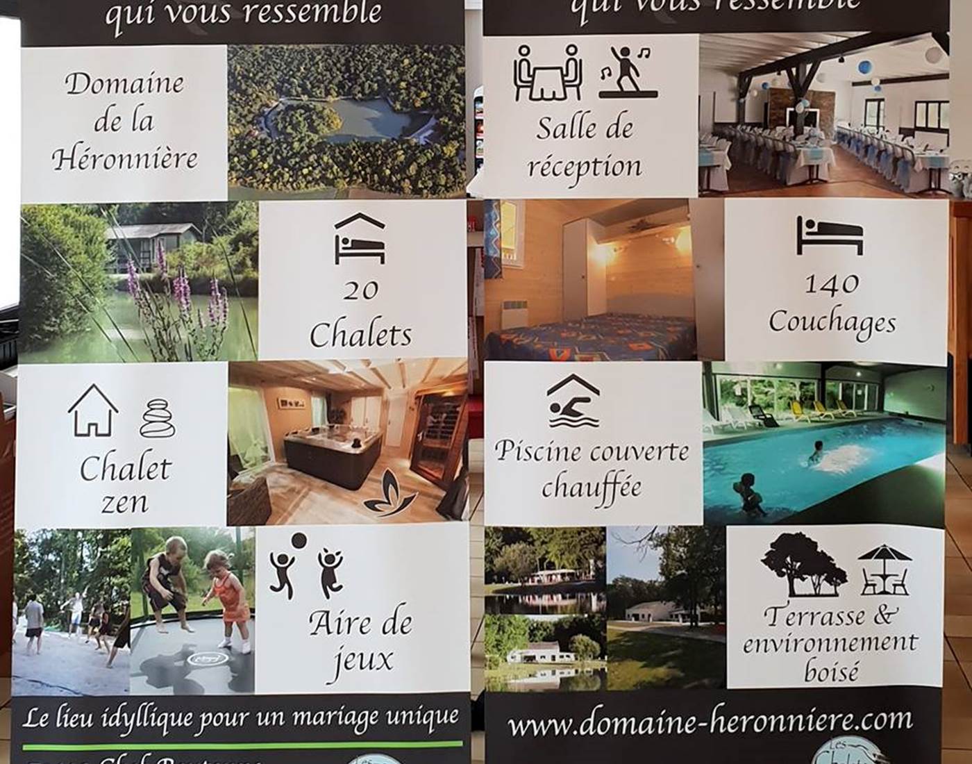 Domaine de la Héronnière, 20 chalets, 140 couchages, salle de réception