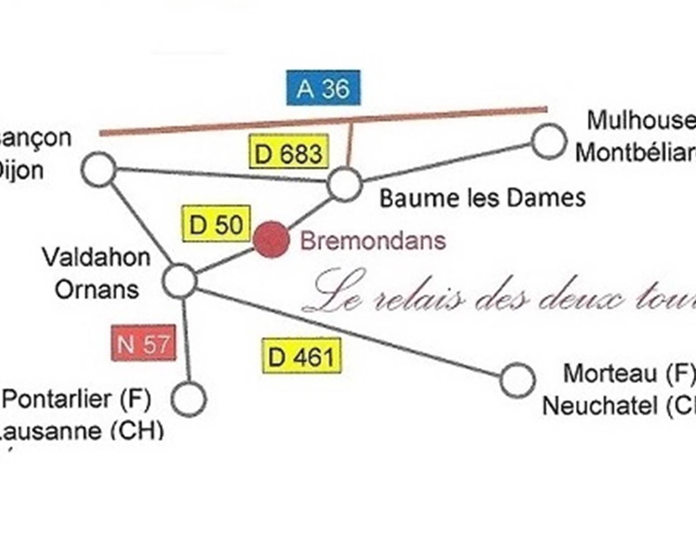 Emplacement du Relais des deux tours en Bourgogne Franche Comté