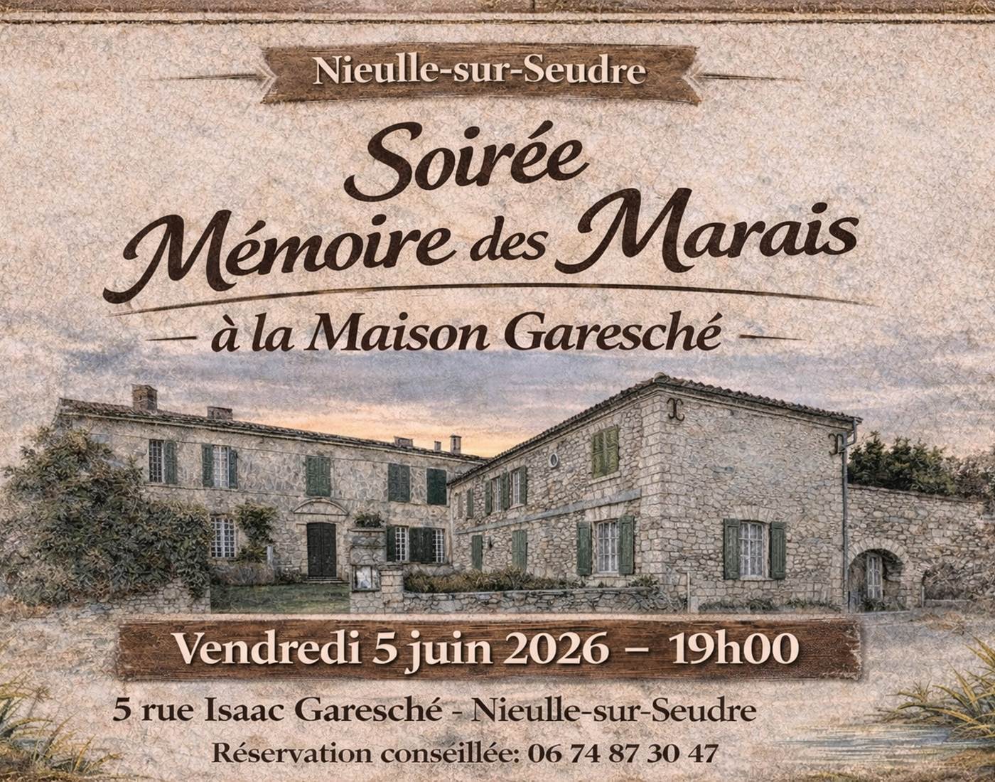 Affiche de la soirée Mémoire des Marais du 5 juin 2026.