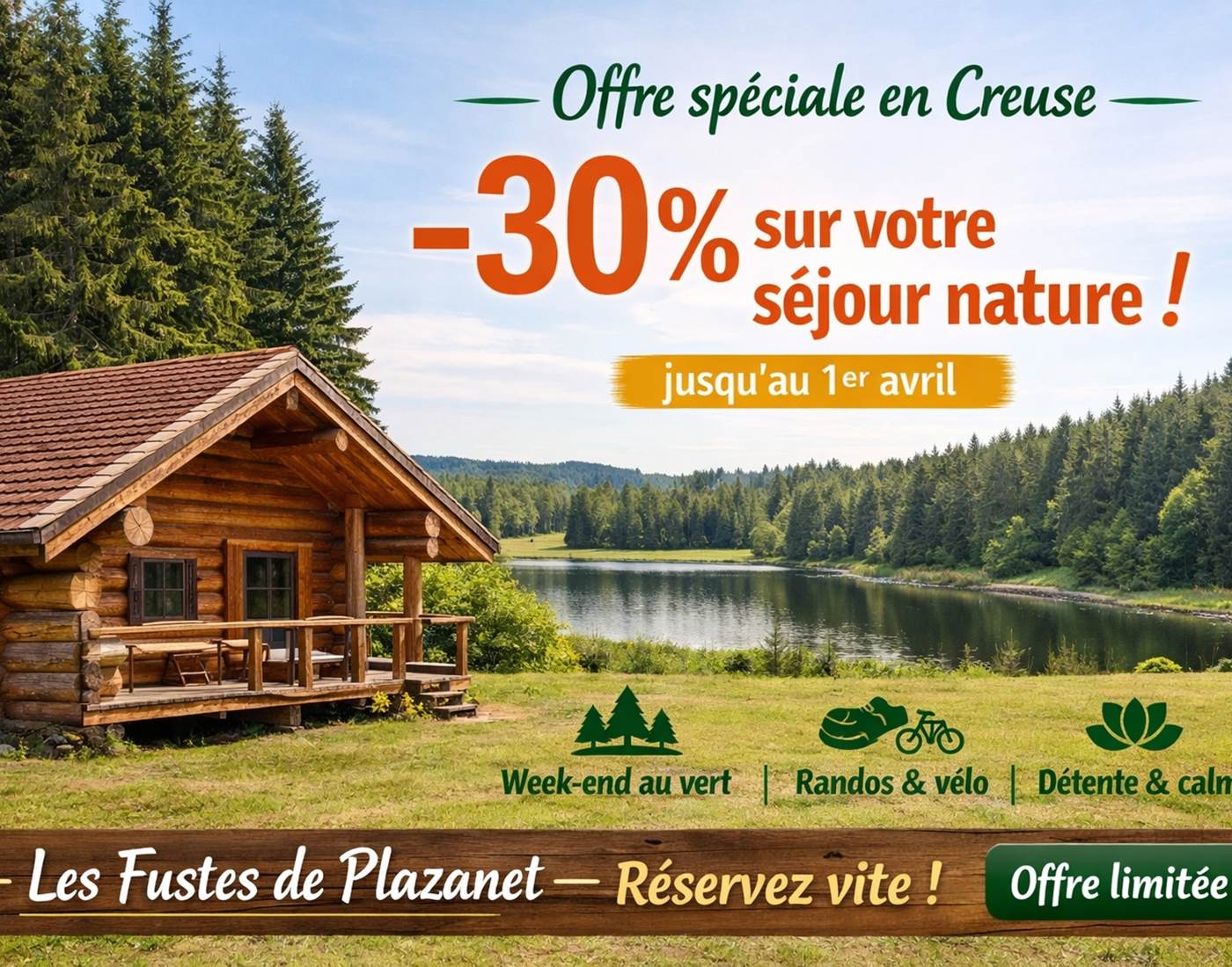 Offre spéciale : -30% sur votre séjour nature en Creuse