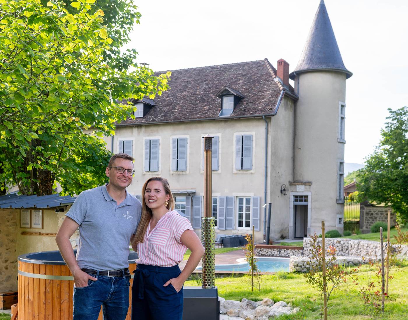 Delphine et Laurent La Batie, gérants du Manoir du Colombier