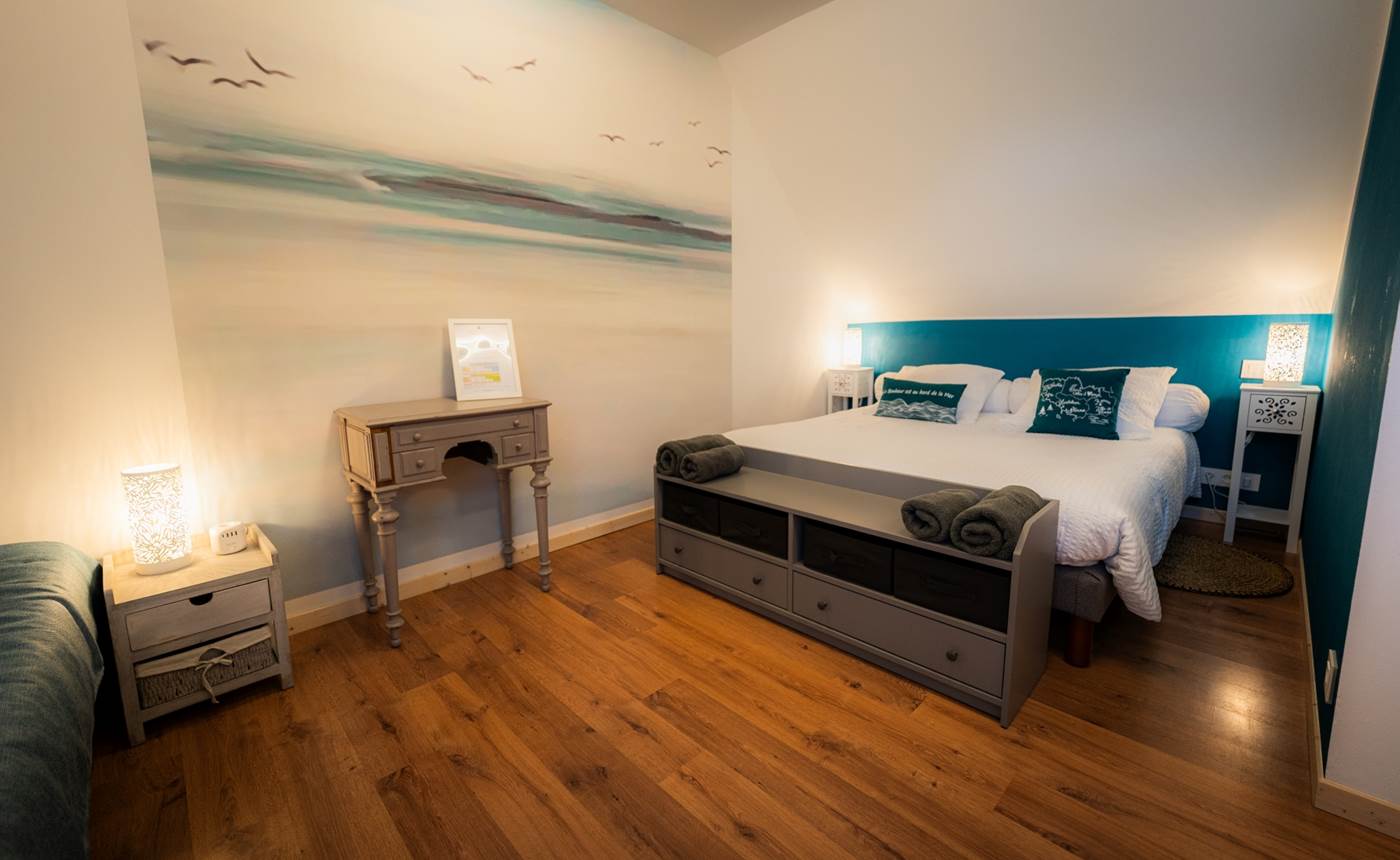 Chambre plage du Loch: lit queen size