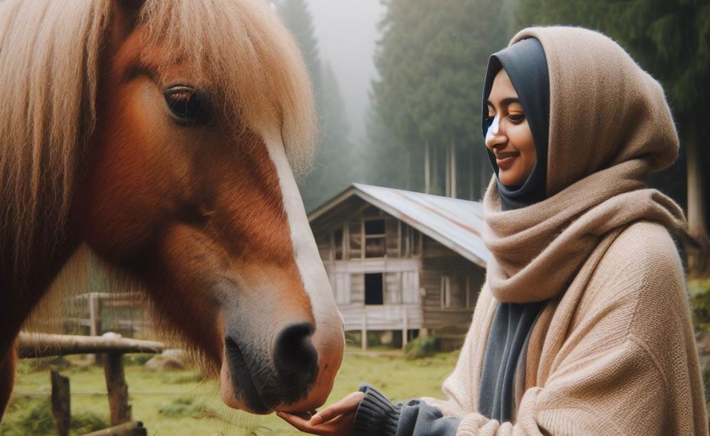 cheval heureux avec cnebe