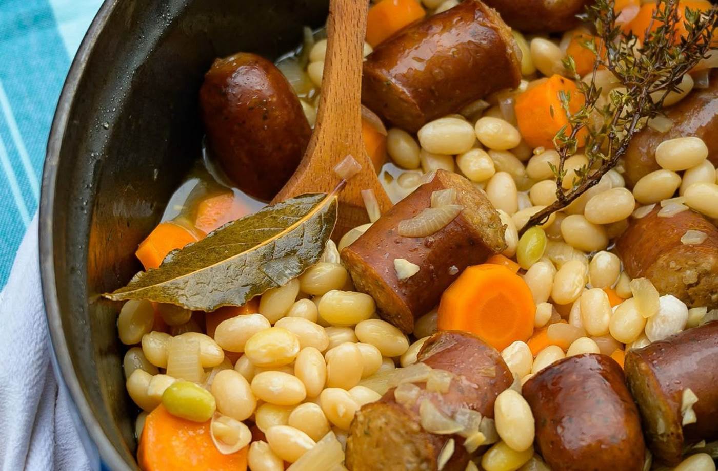 La saucisse de Montbéliard aux cocos de Paimpol