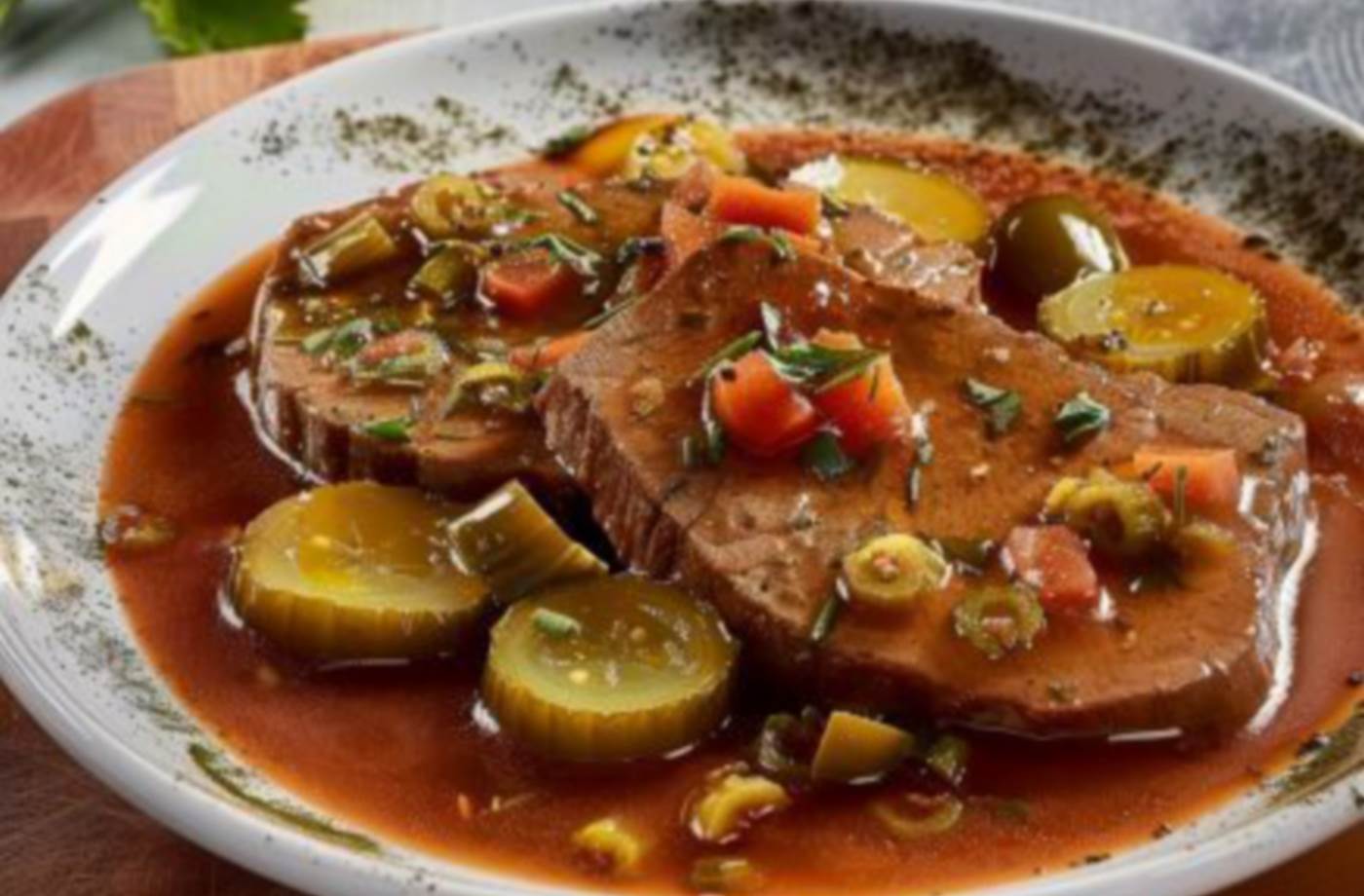 La langue de boeuf sauce piquante