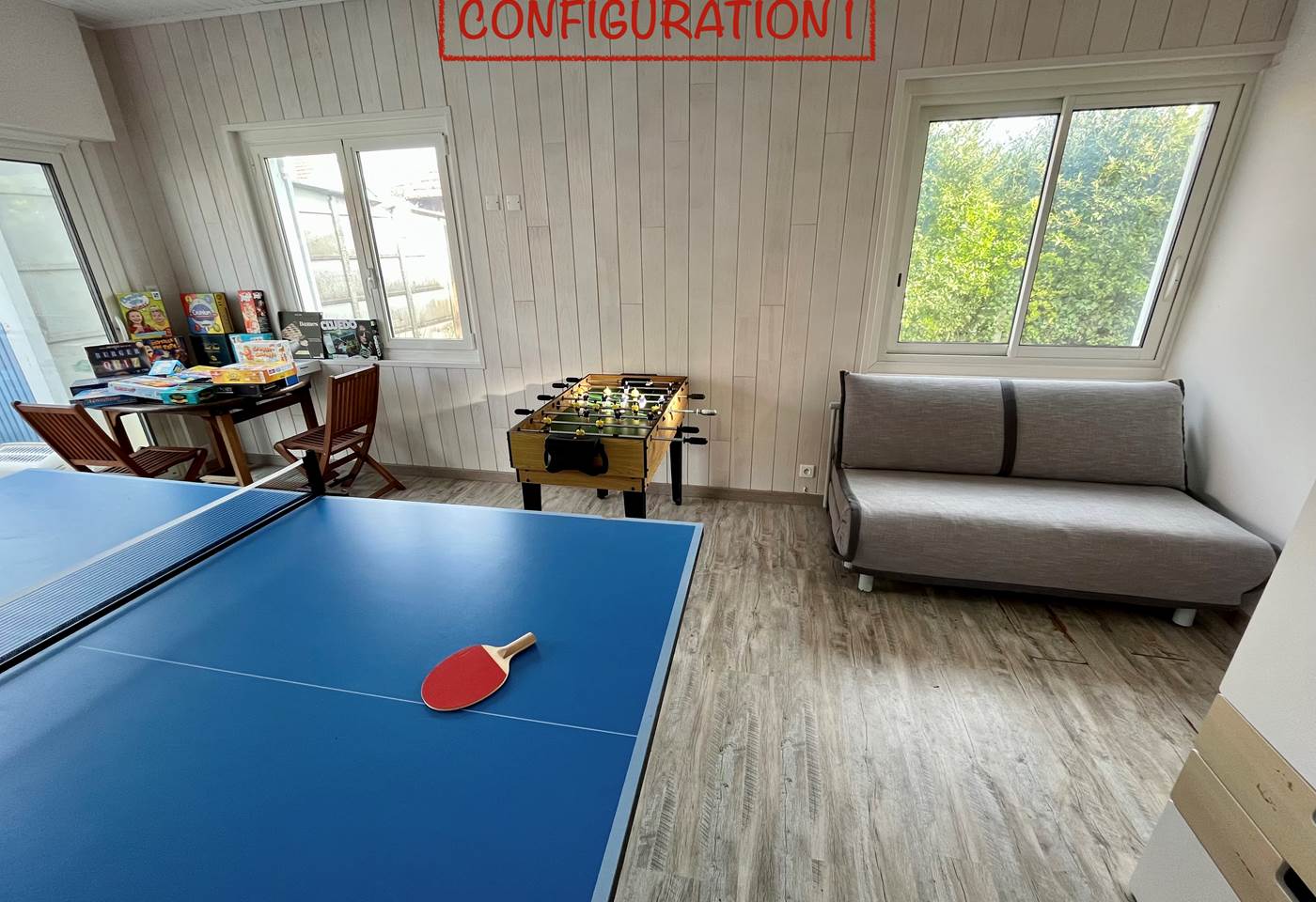 Configuration 1 de la salle de jeux (choix possible pour la dépendance)