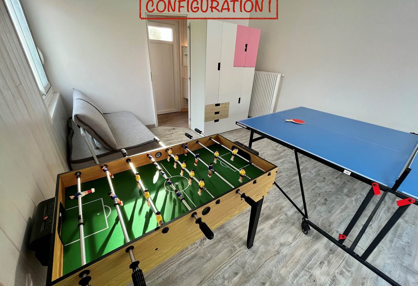Configuration 1 de la salle de jeux (choix possible pour la dépendance)