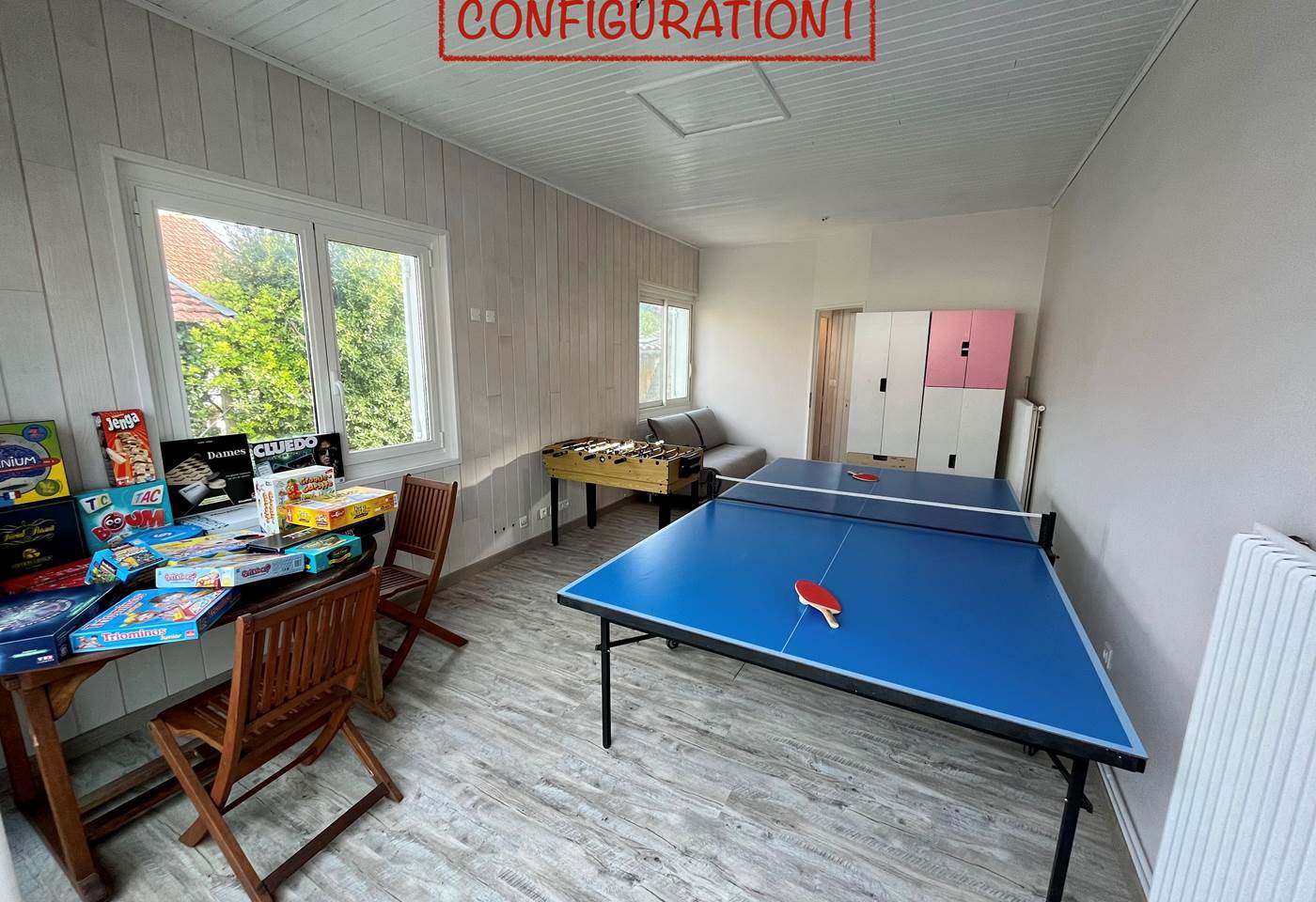 Configuration 1 de la salle de jeux (choix possible pour la dépendance)