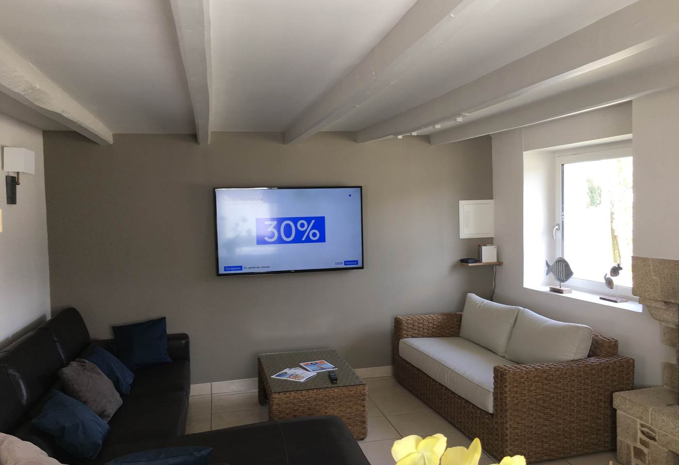 Salon TV grand écran connectée