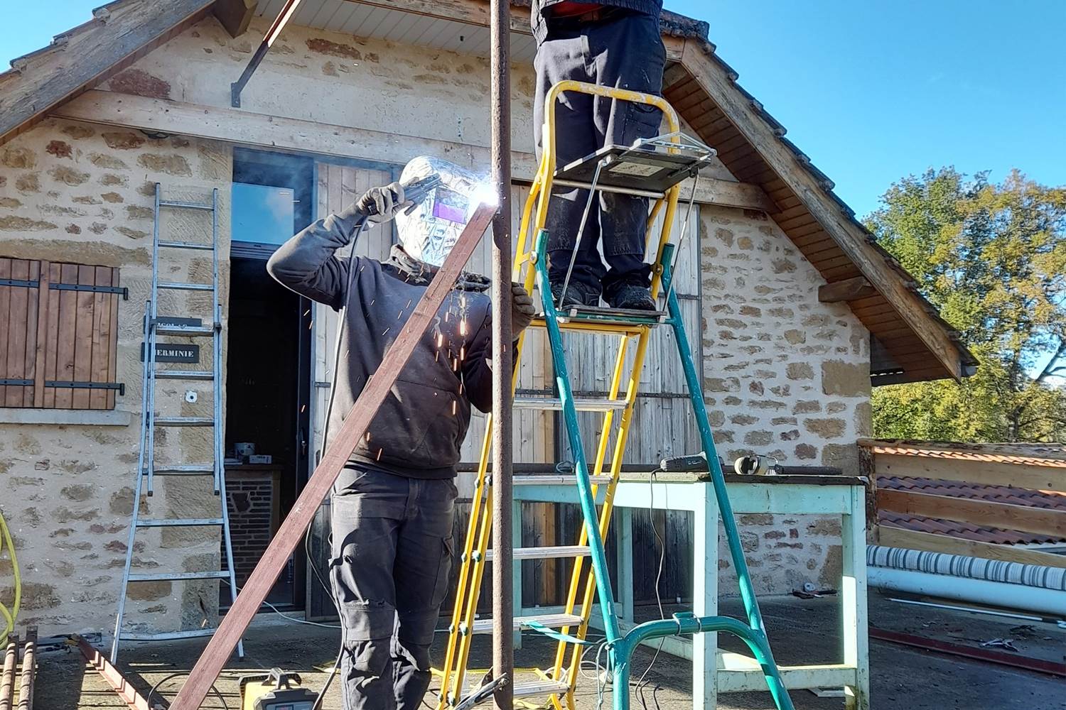 Confection de l'abri avec le fiston 😊