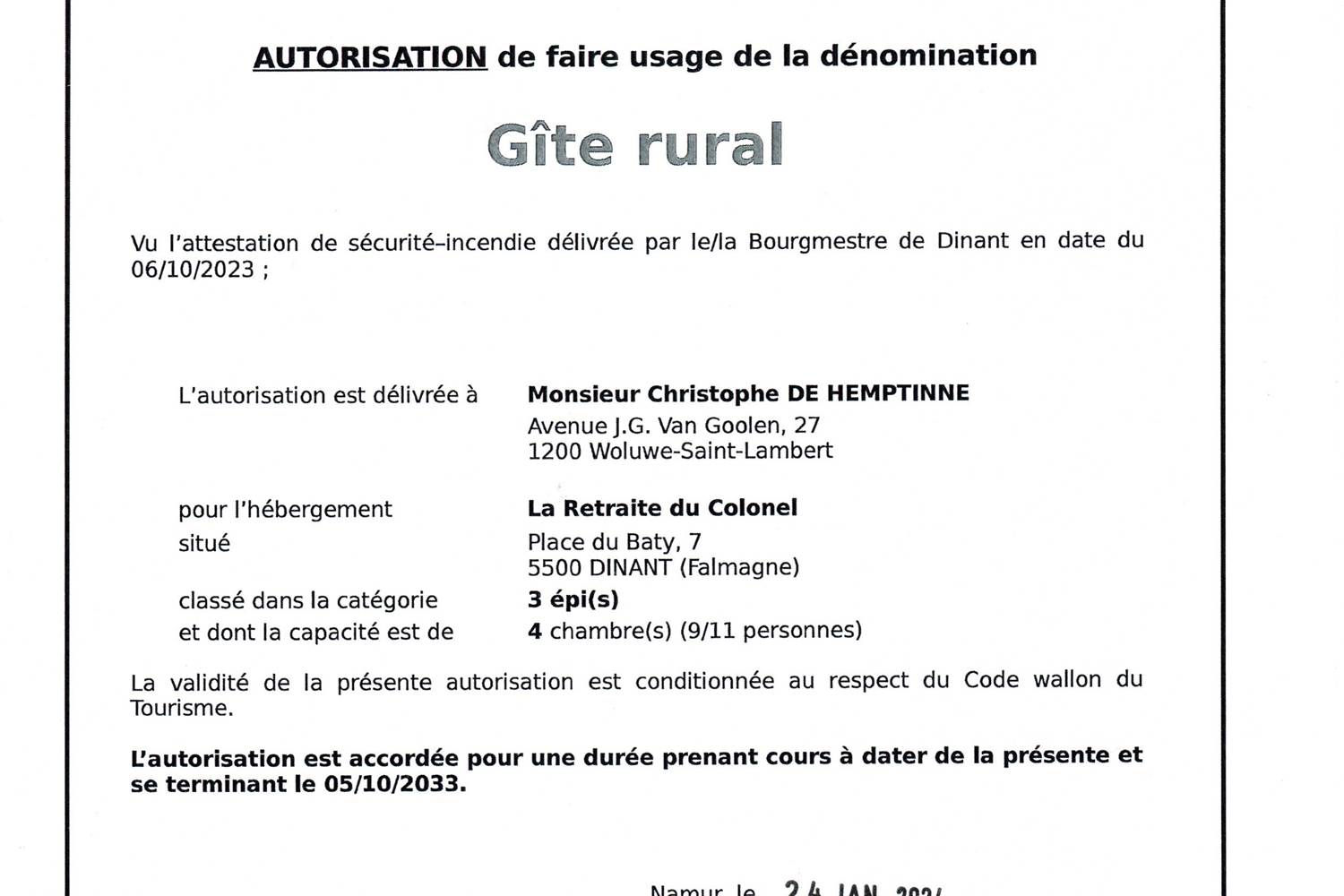 Autorisation gîte rural