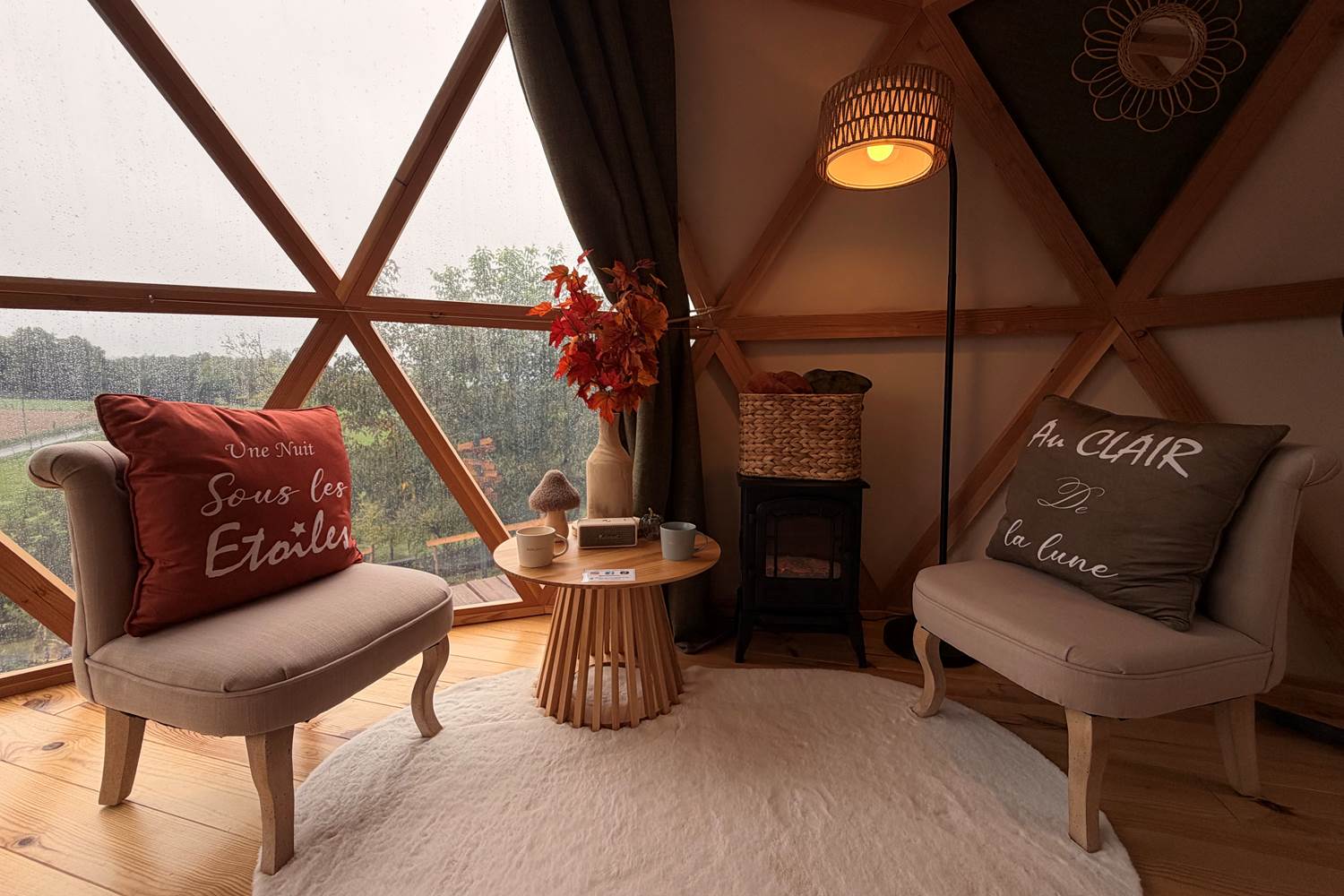 Coin salon cosy au coin du feu