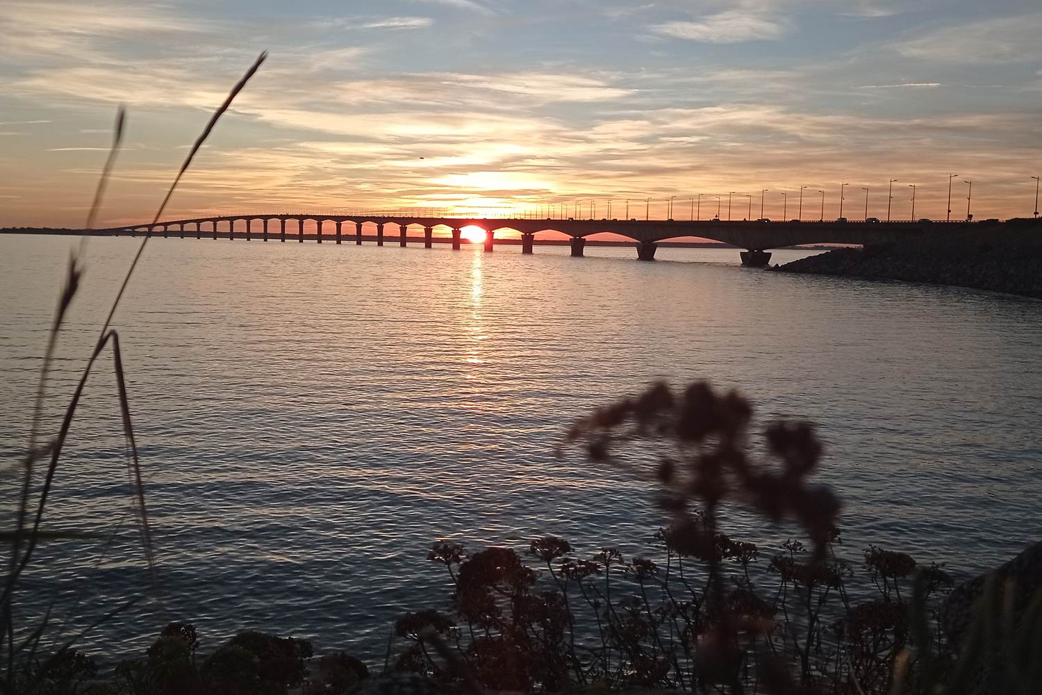 Coucher de soleil pont île de Ré